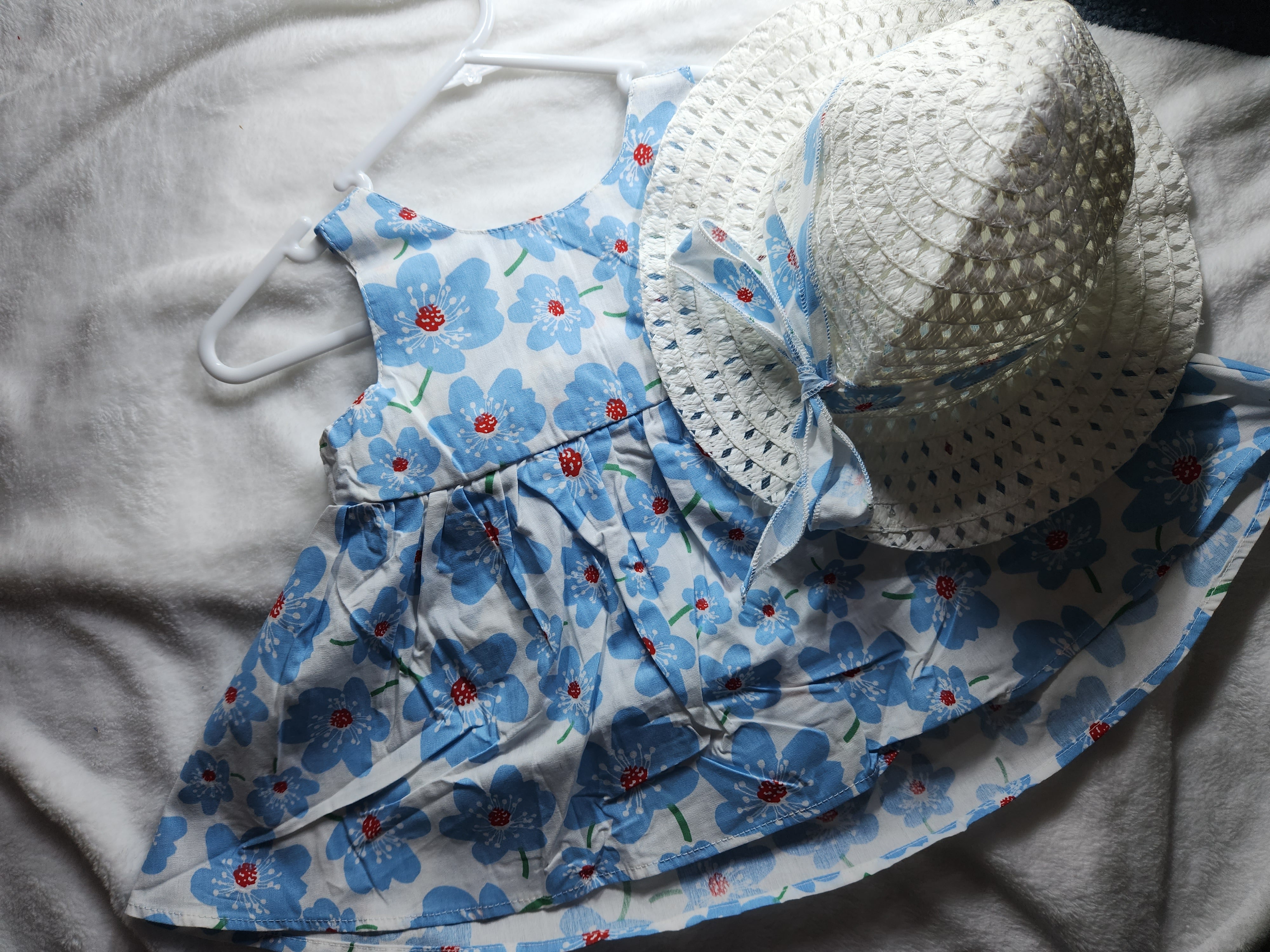 Blue Floral  Dress Set