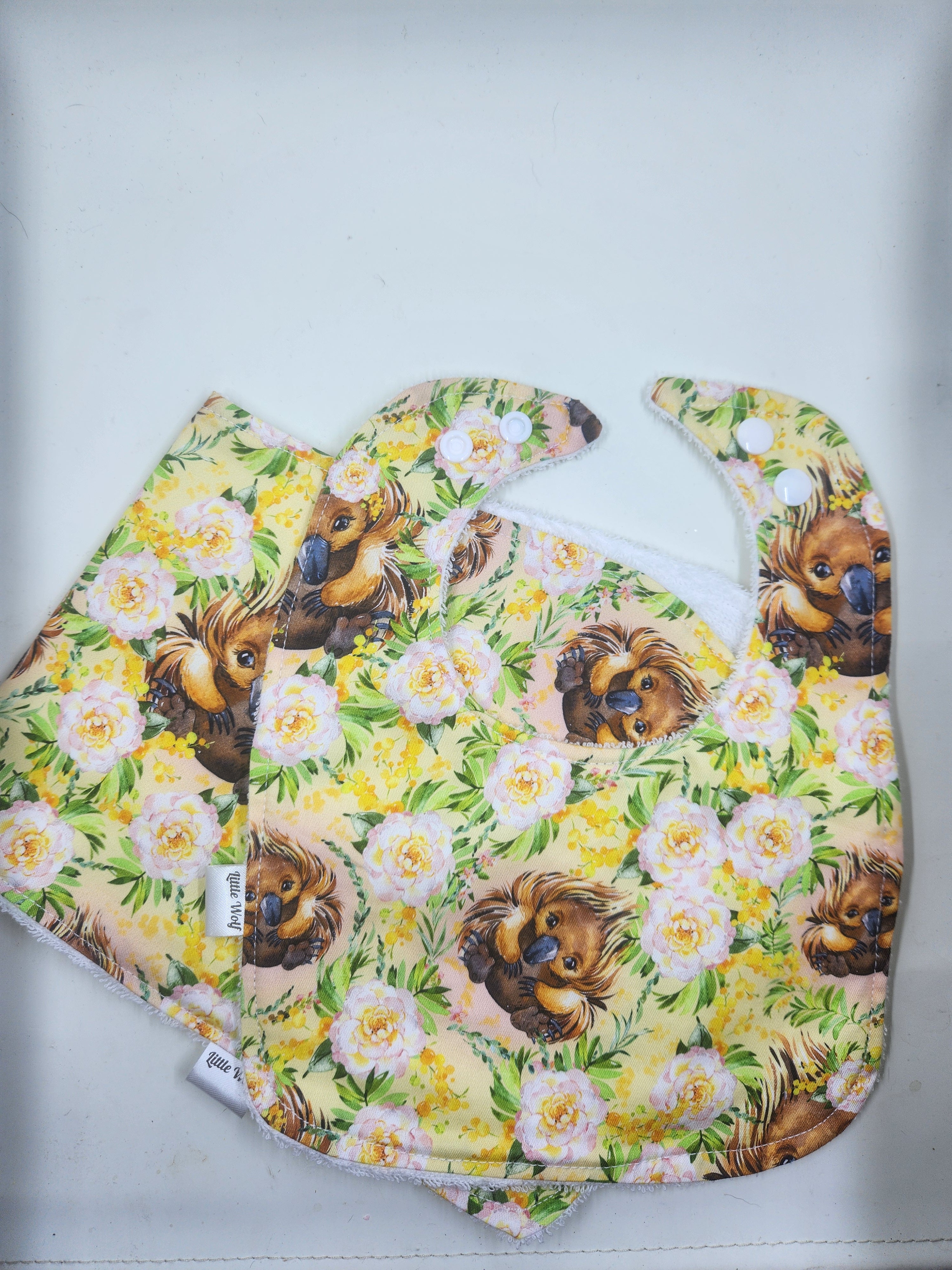 Floral Echidna Bib + Burp Cloth Set