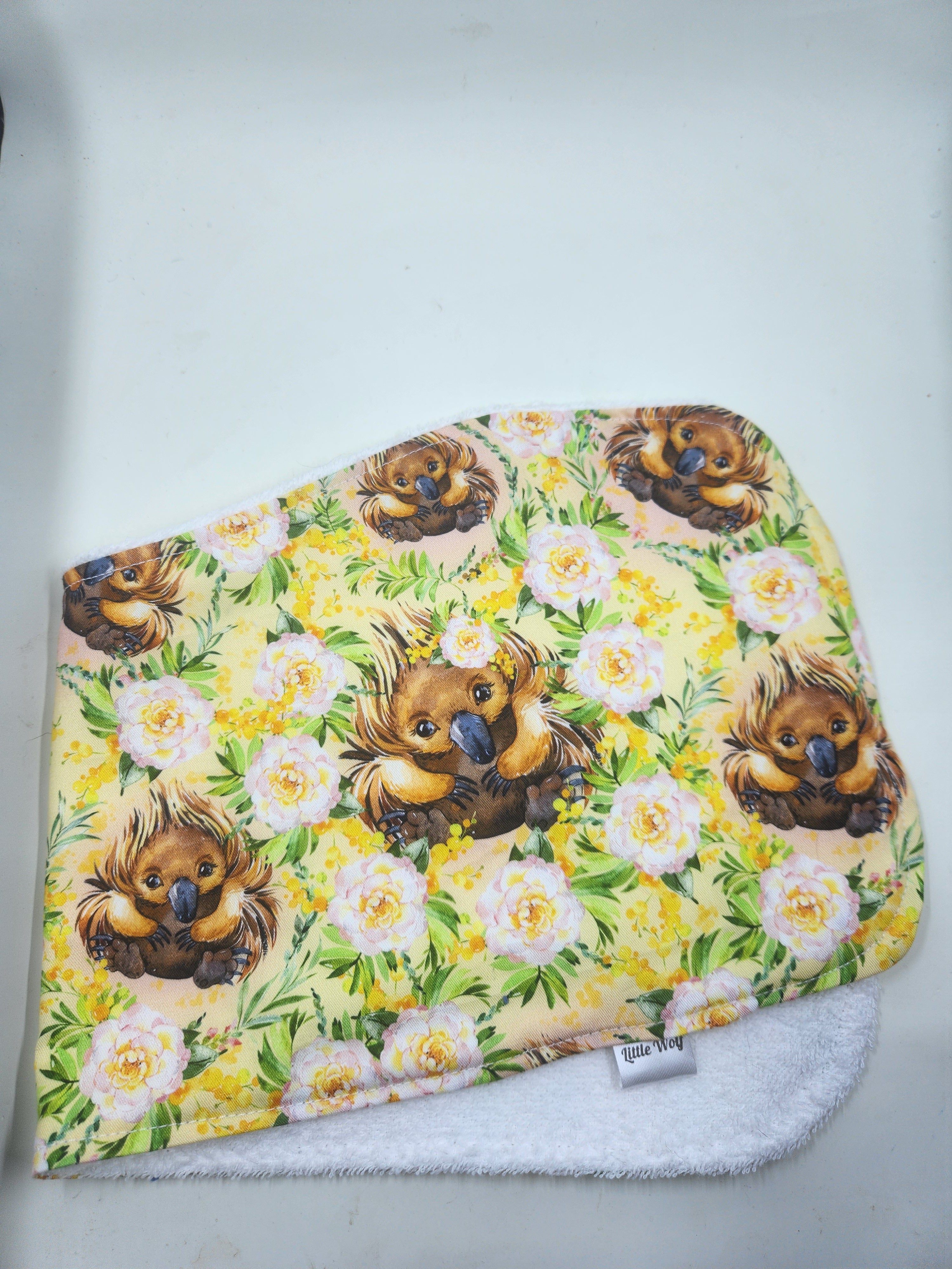 Floral Echidna Bib + Burp Cloth Set
