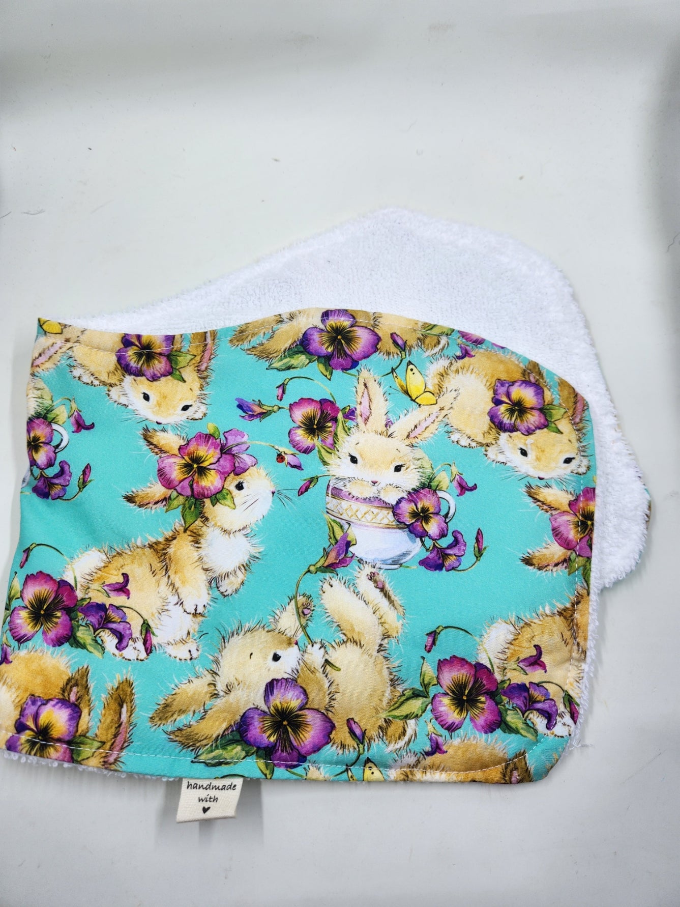 Aqua Bunny Burp Cloth