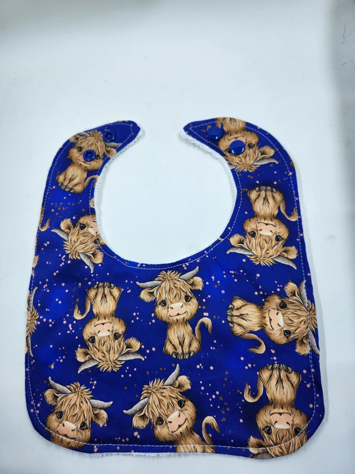 Navy Blue Highland Cow Bib