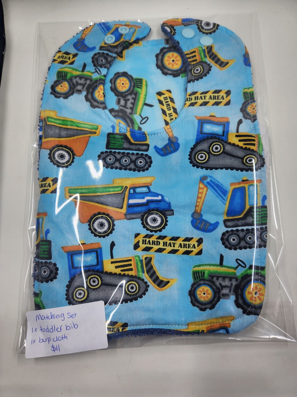 Construction Toddler Bib + Burp Cloth Set