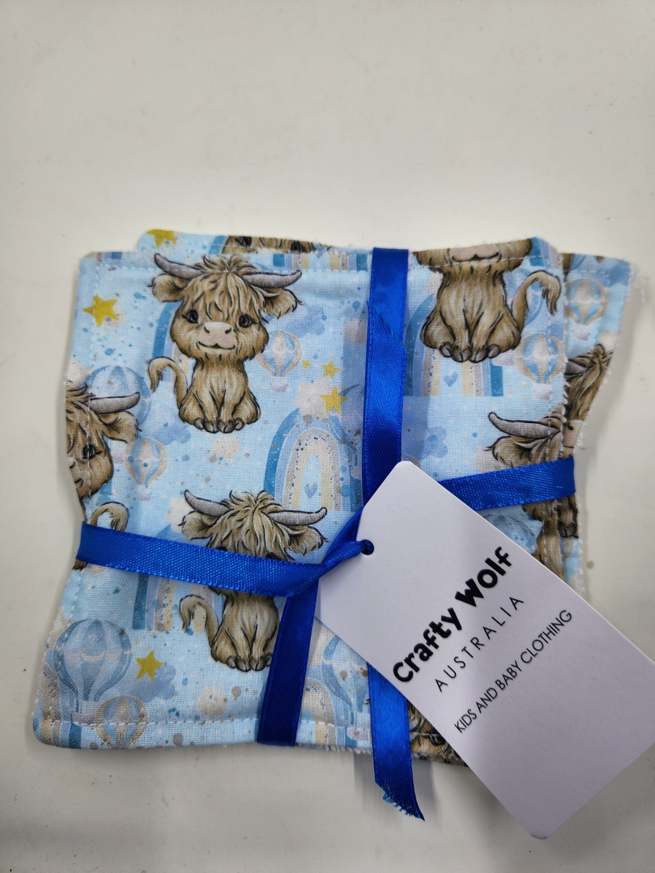 Environmentally Friendly Reusable Wipes Set  Highland Cow