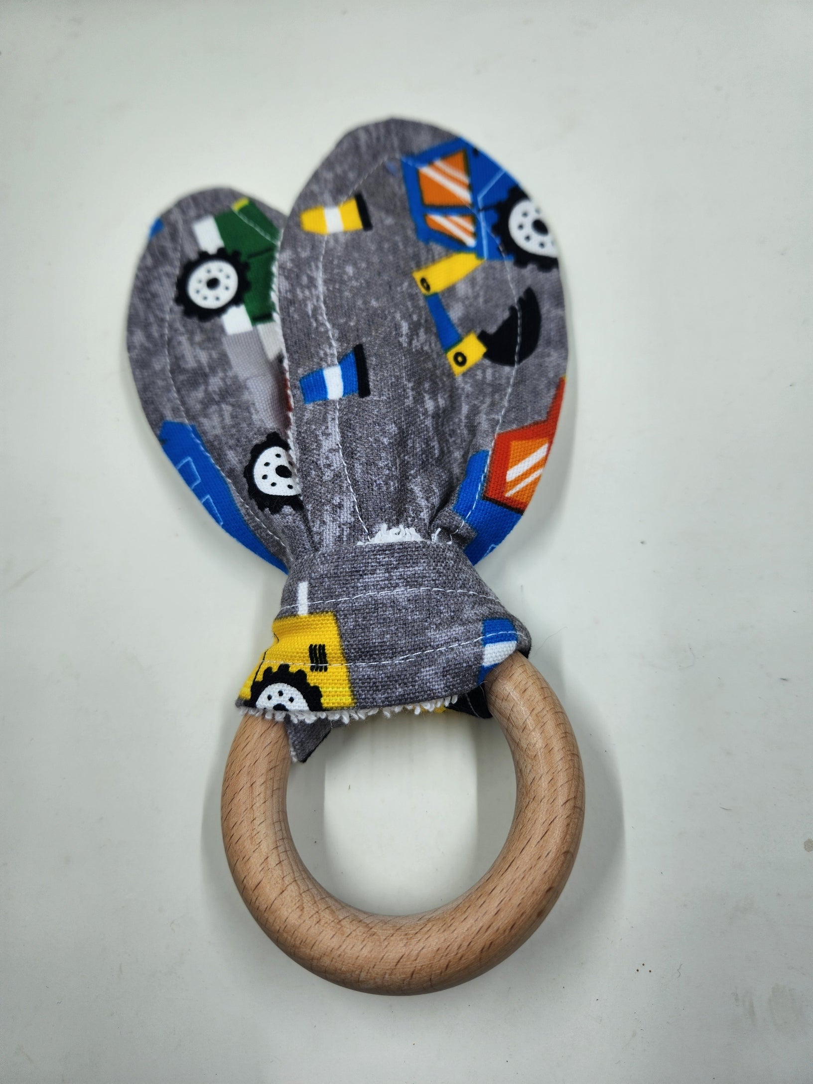 Construction Bunny Eared Wooden Teether