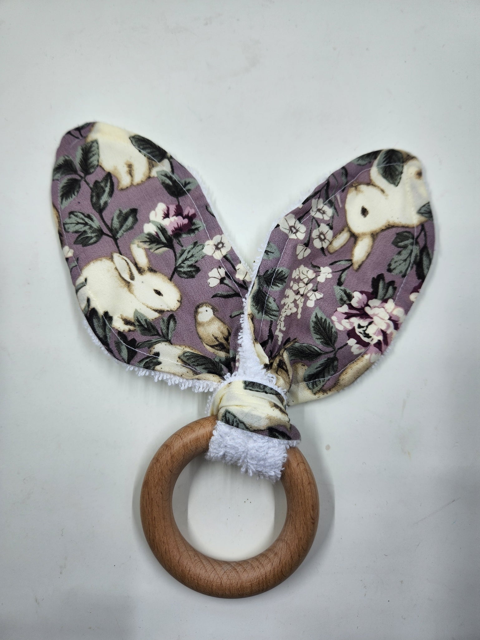 Purple Rabbit Bunny Eared Wooden Teether