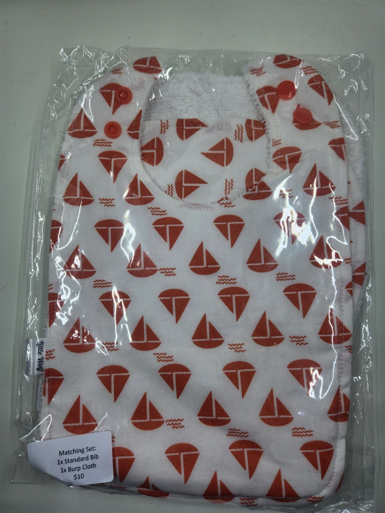 Orange Boats Toddler Bib