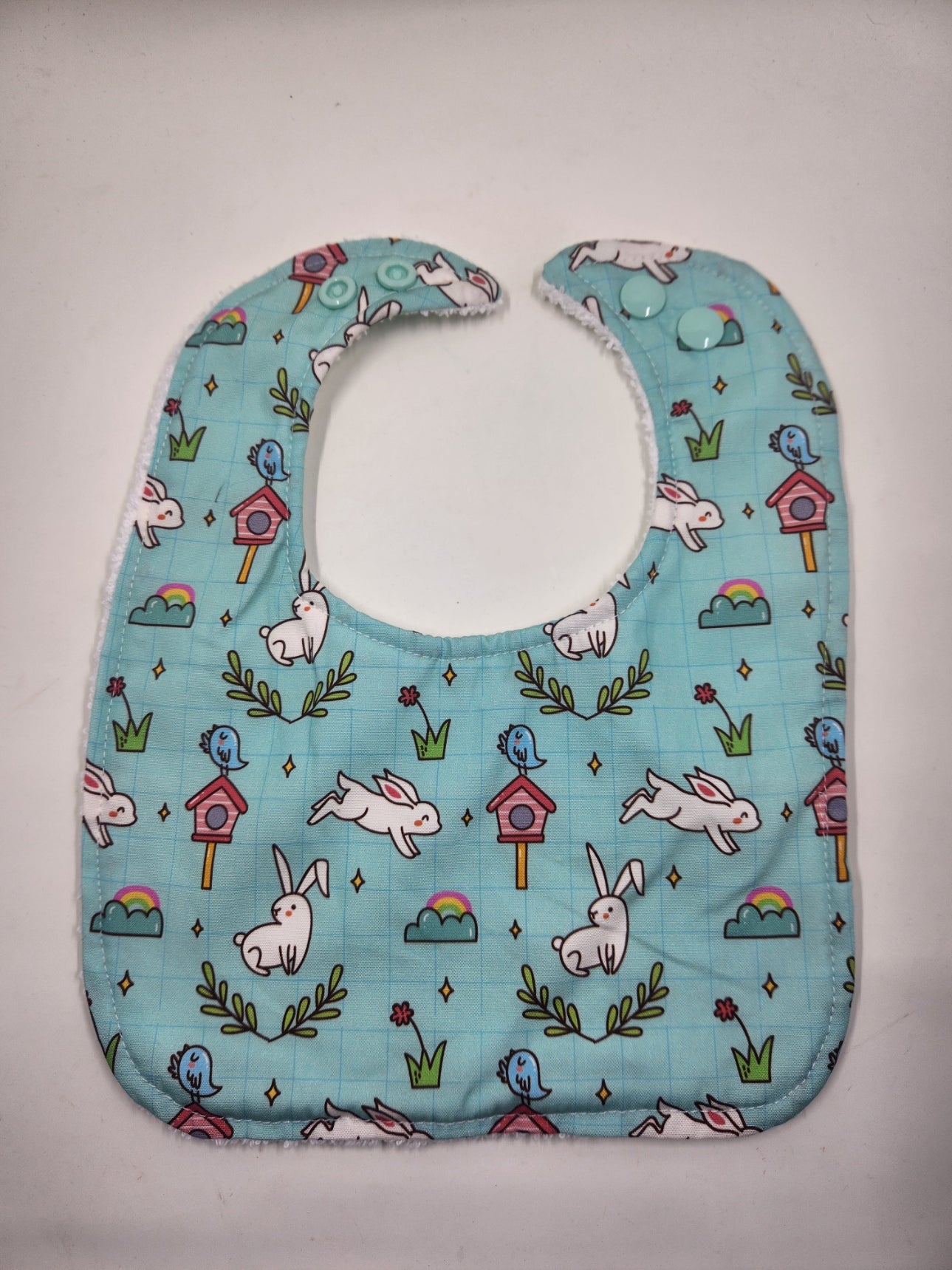 Aqua Grid Bunny Bib