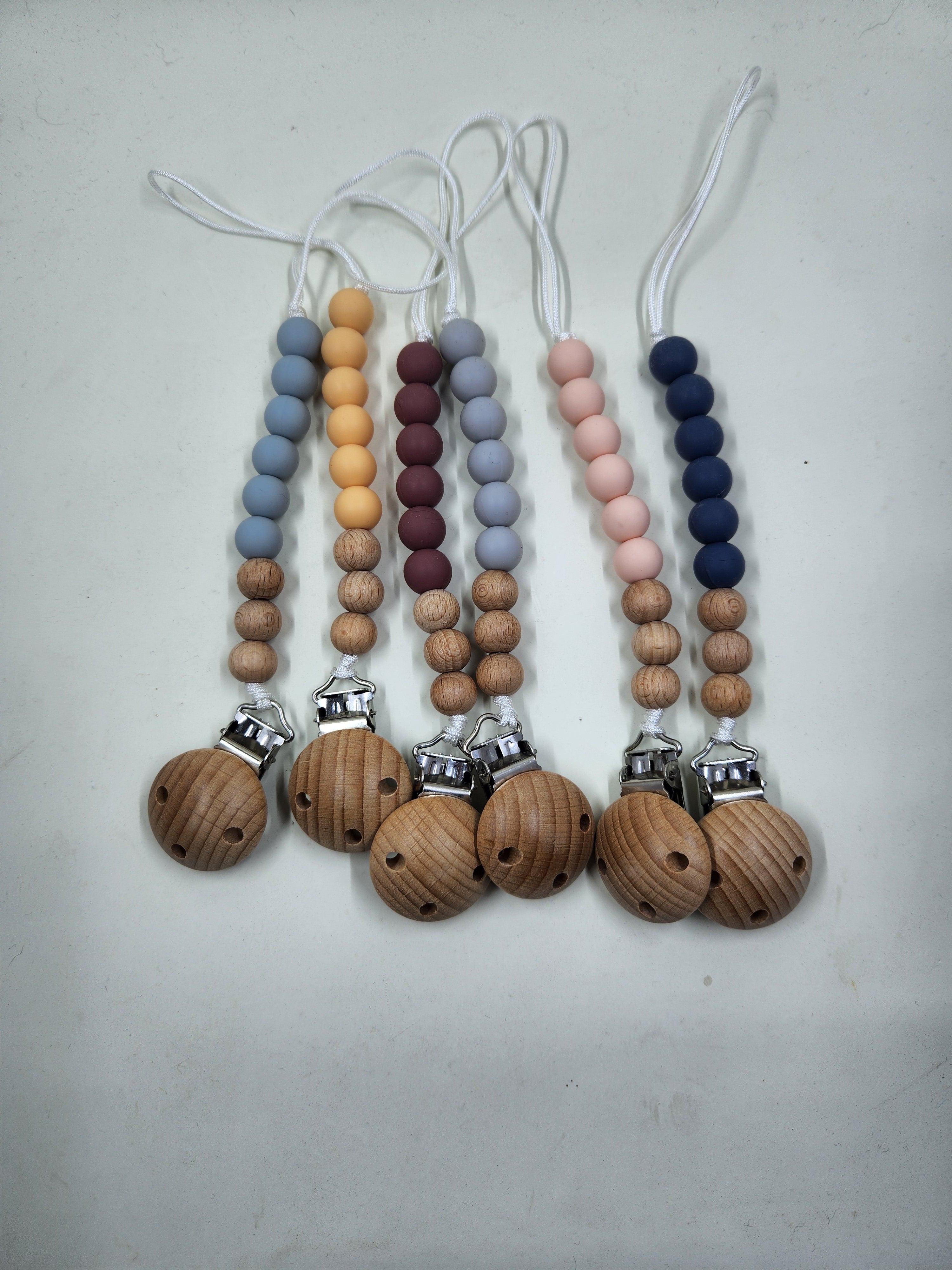 Silicone + Beechwood Dummy Pacifier Clip