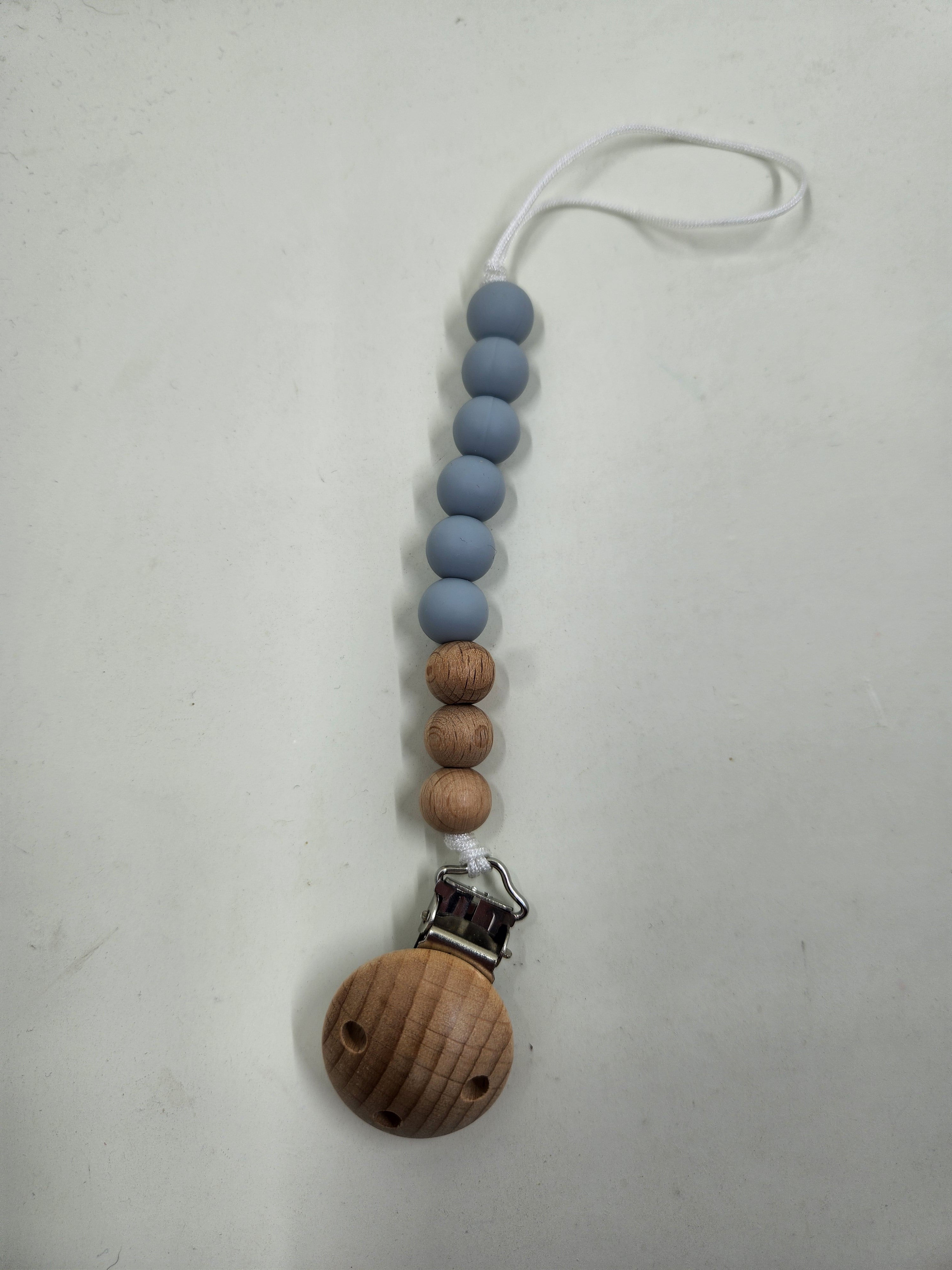 Silicone + Beechwood Dummy Pacifier Clip