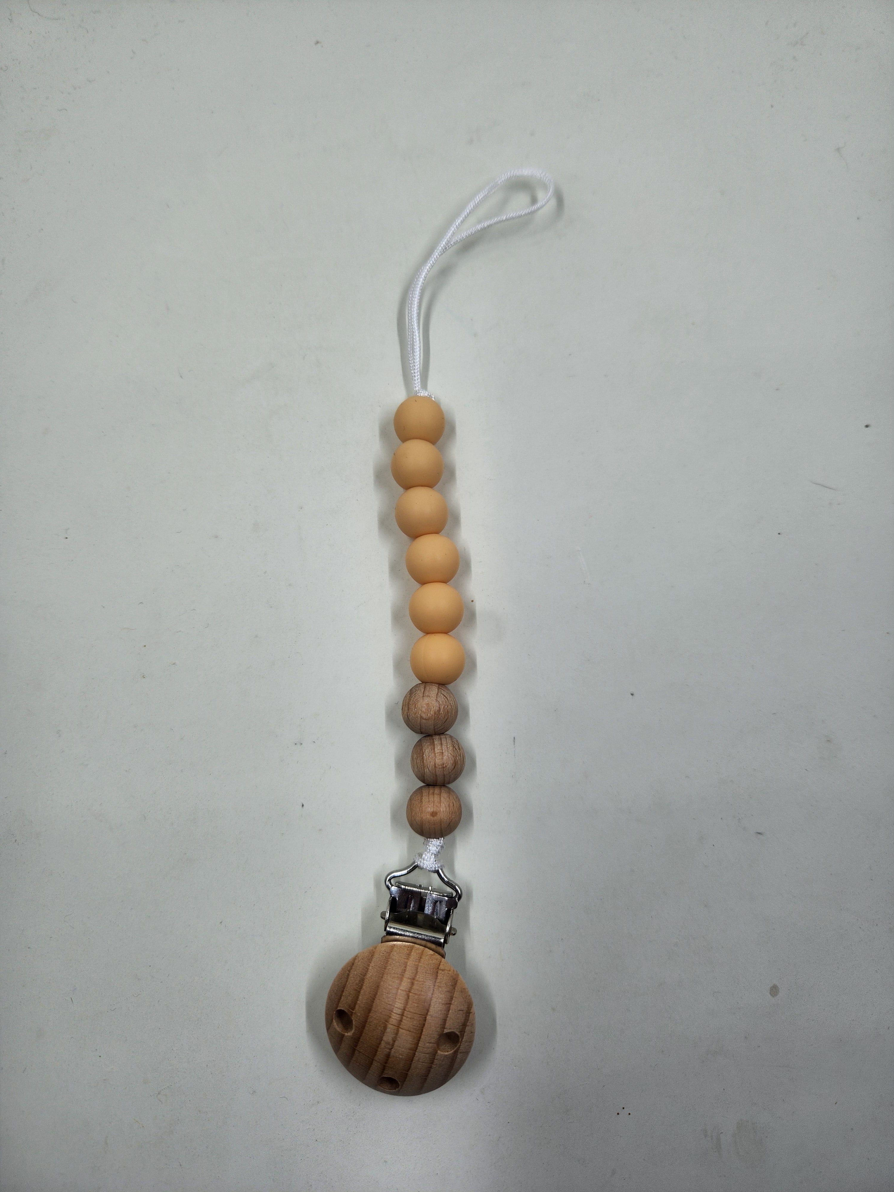 Silicone + Beechwood Dummy Pacifier Clip