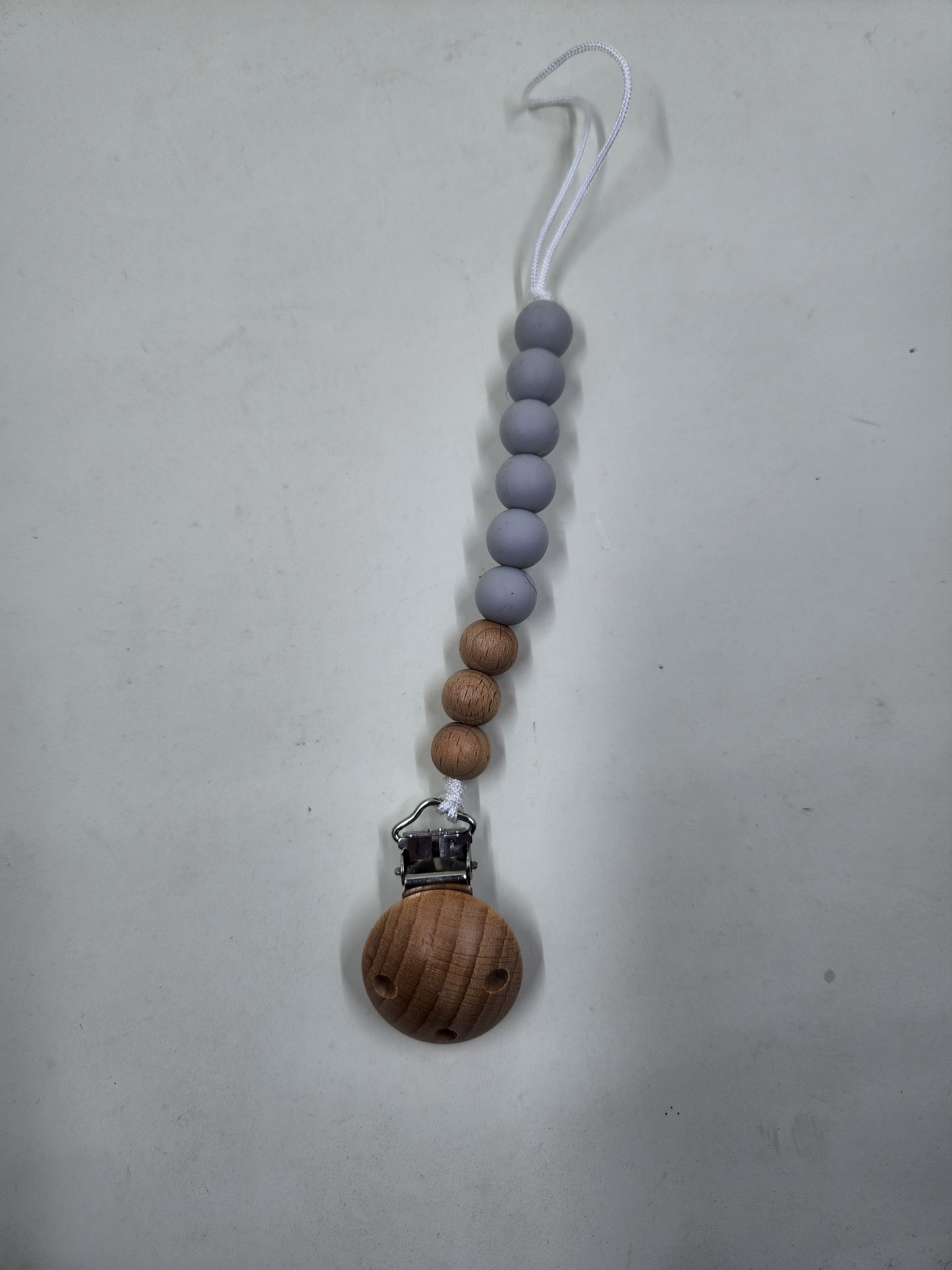 Silicone + Beechwood Dummy Pacifier Clip