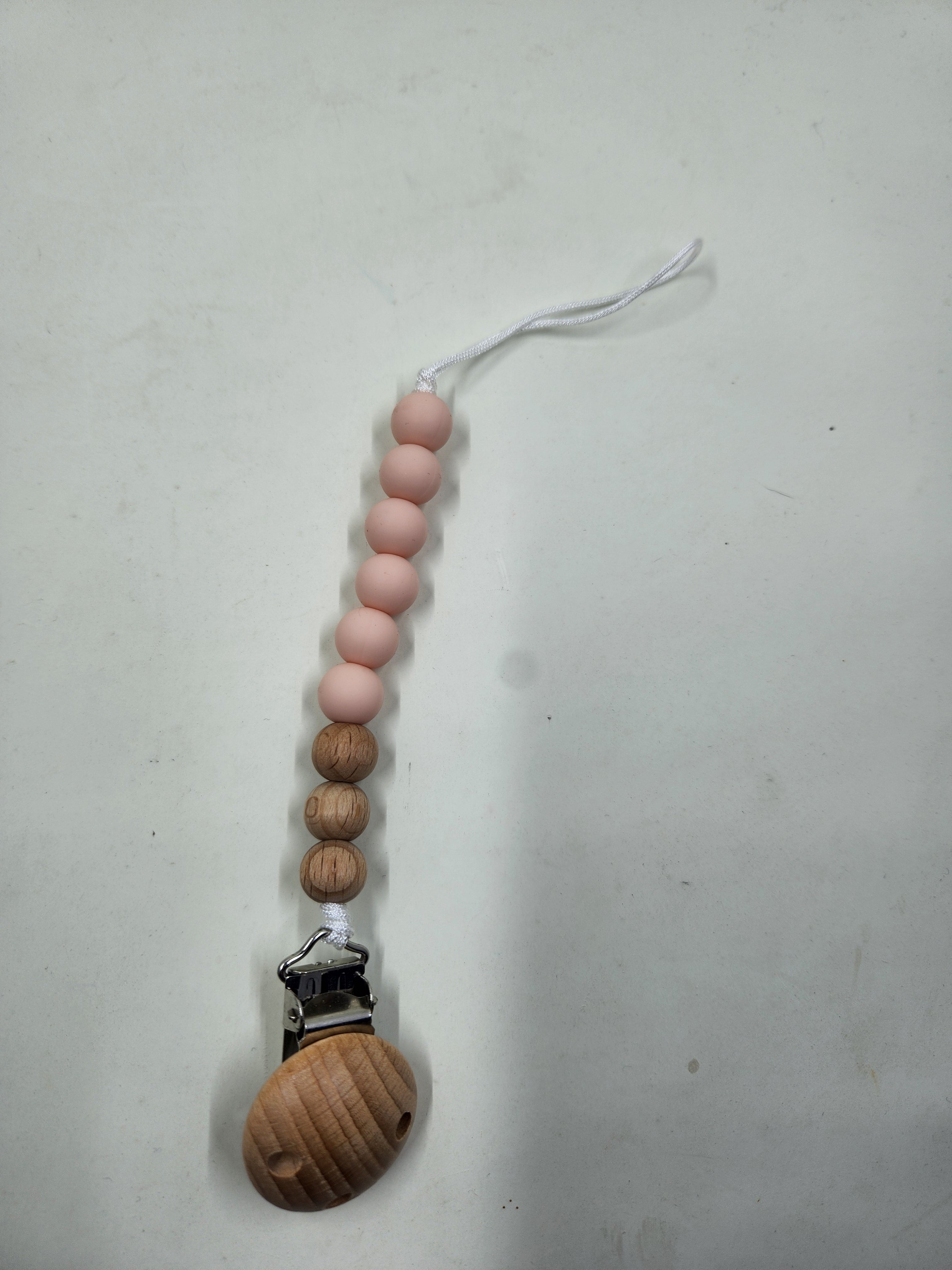 Silicone + Beechwood Dummy Pacifier Clip