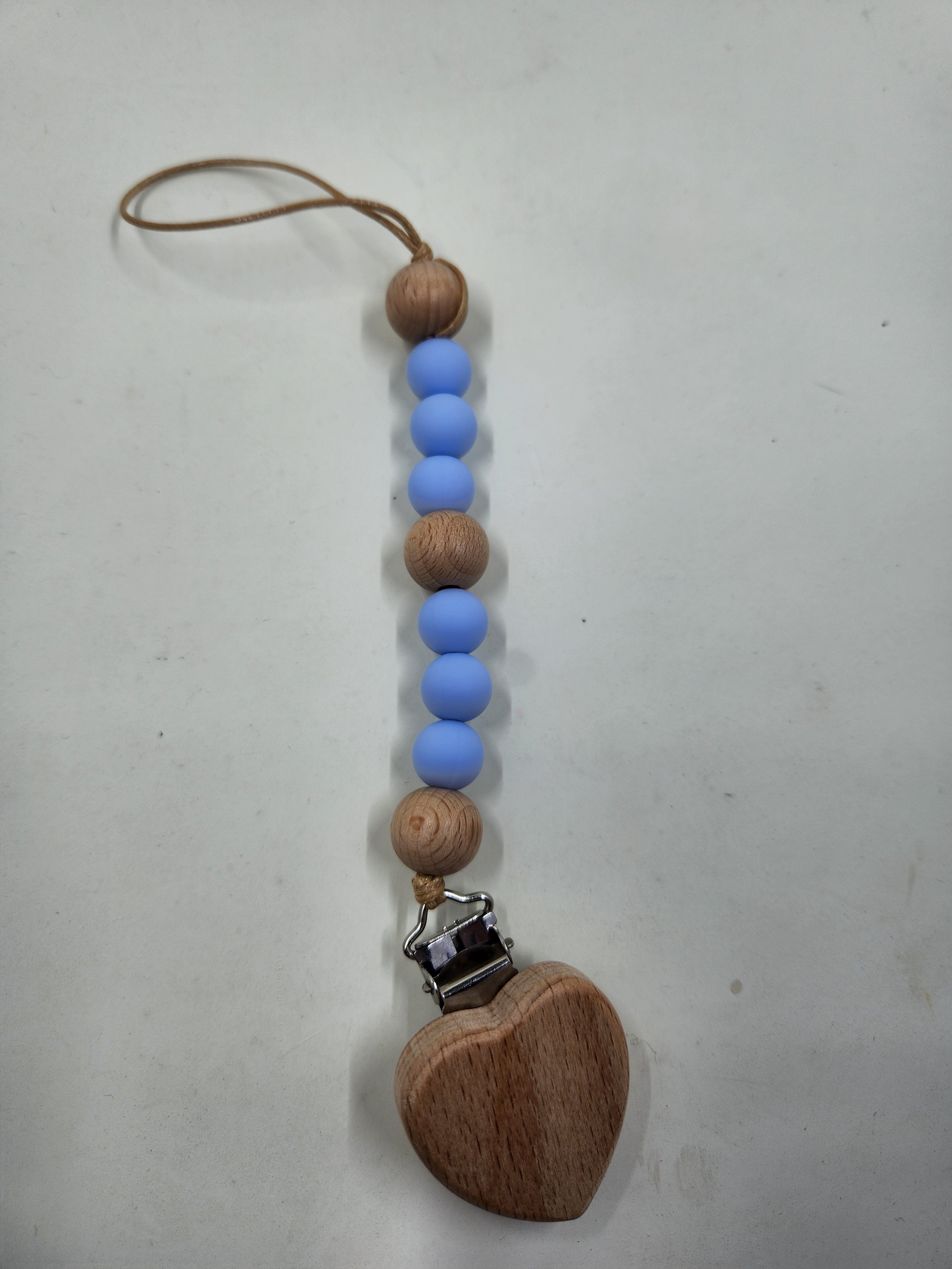 Heart Silicone+ Beechwood Dummy Pacifier Clip