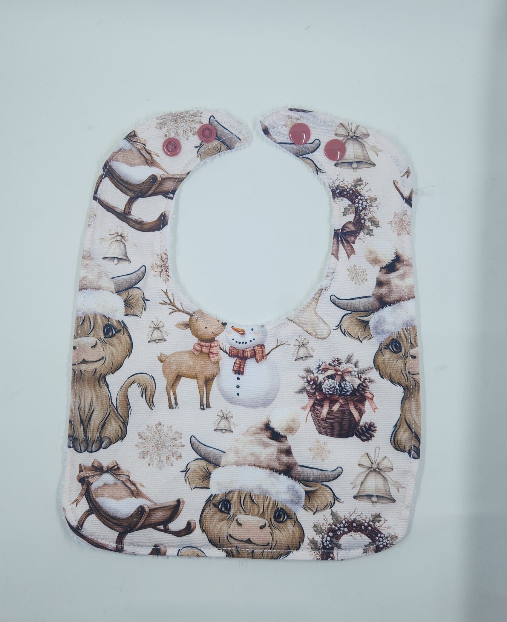 Christmas Highland Cow Reindeer Bib