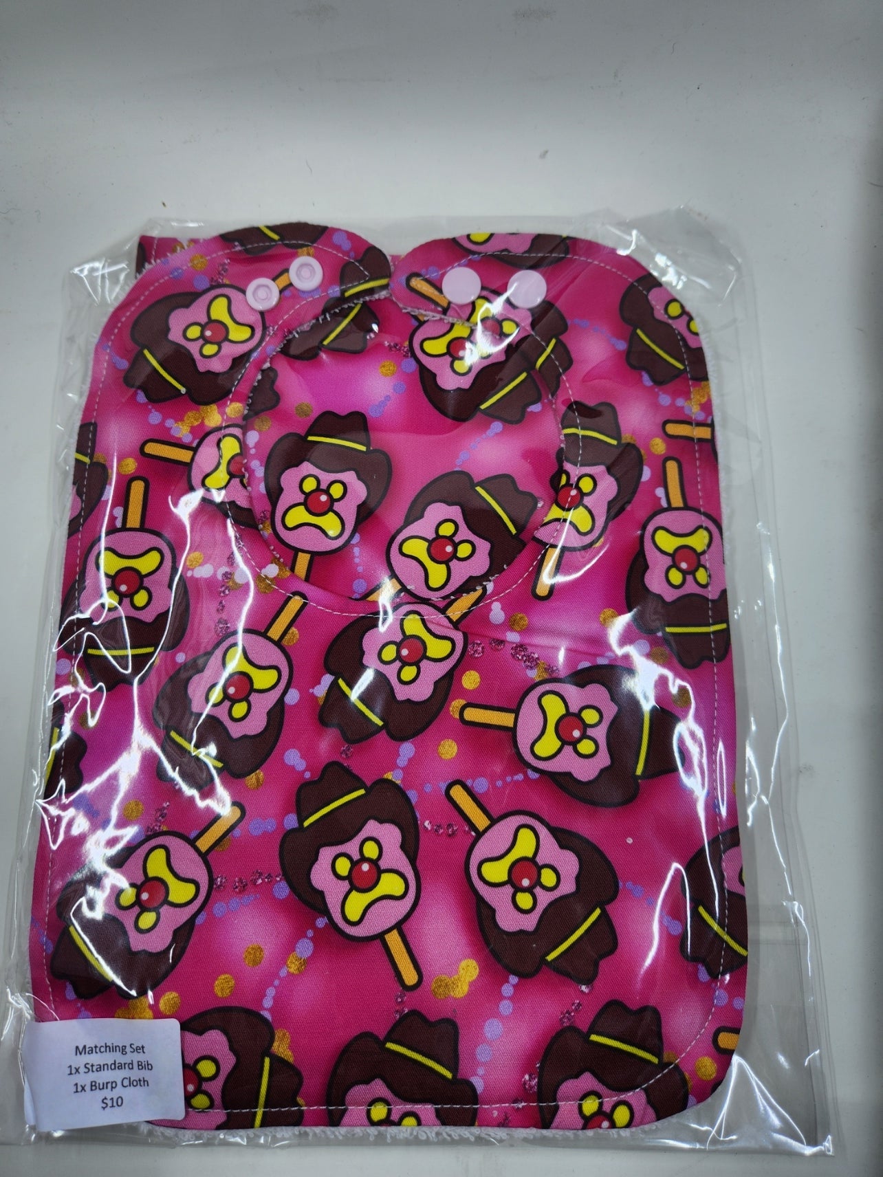 Pink Bubble-O-Bill  Bib + Burp Cloth Set