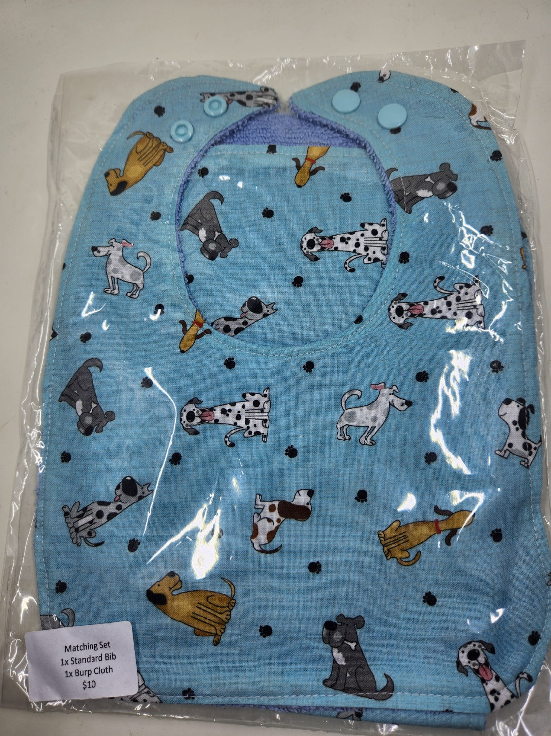 Blue Dogs Bib + Burp Cloth Set