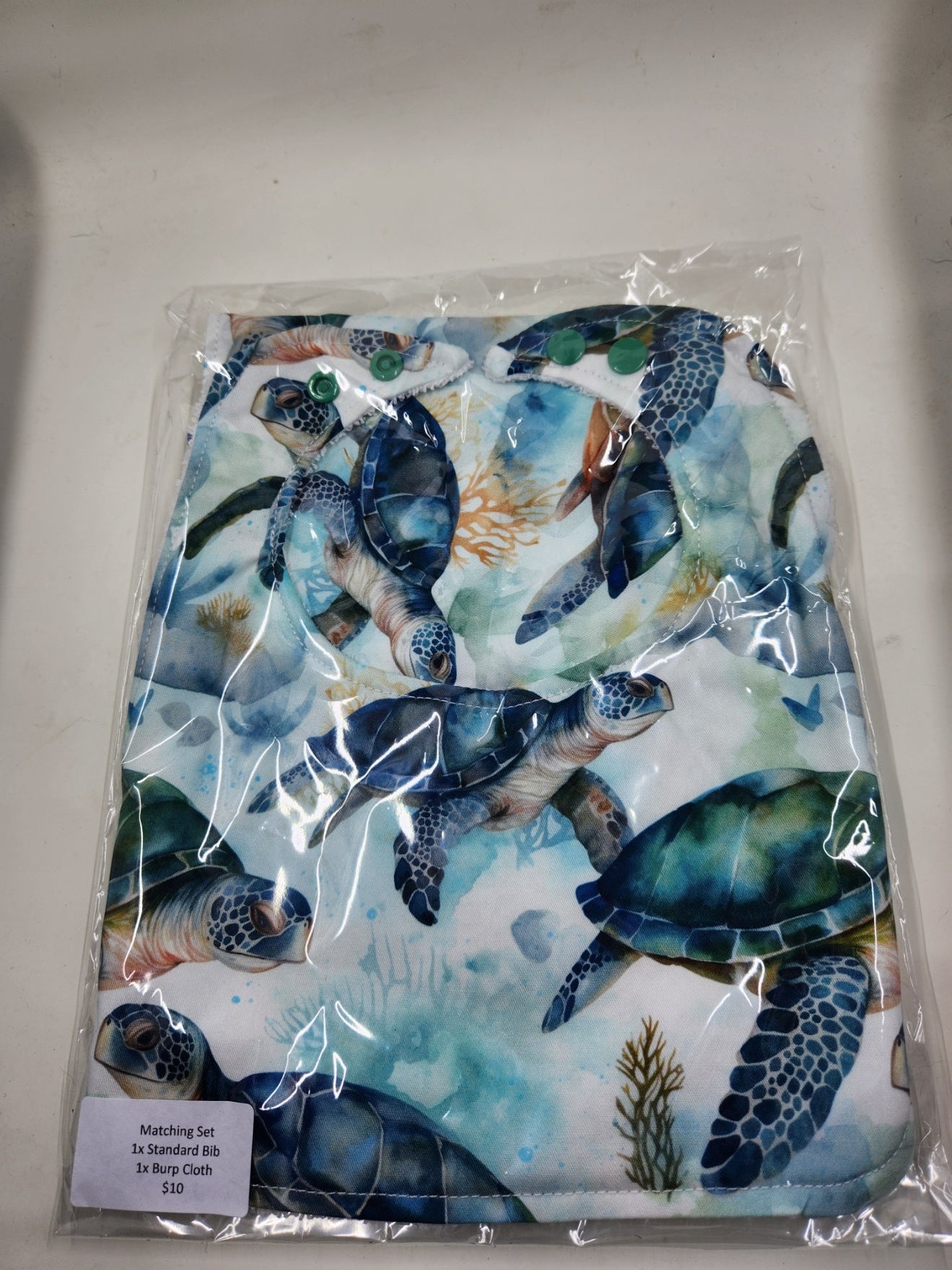 Turtle Bib + Burp Cloth Set