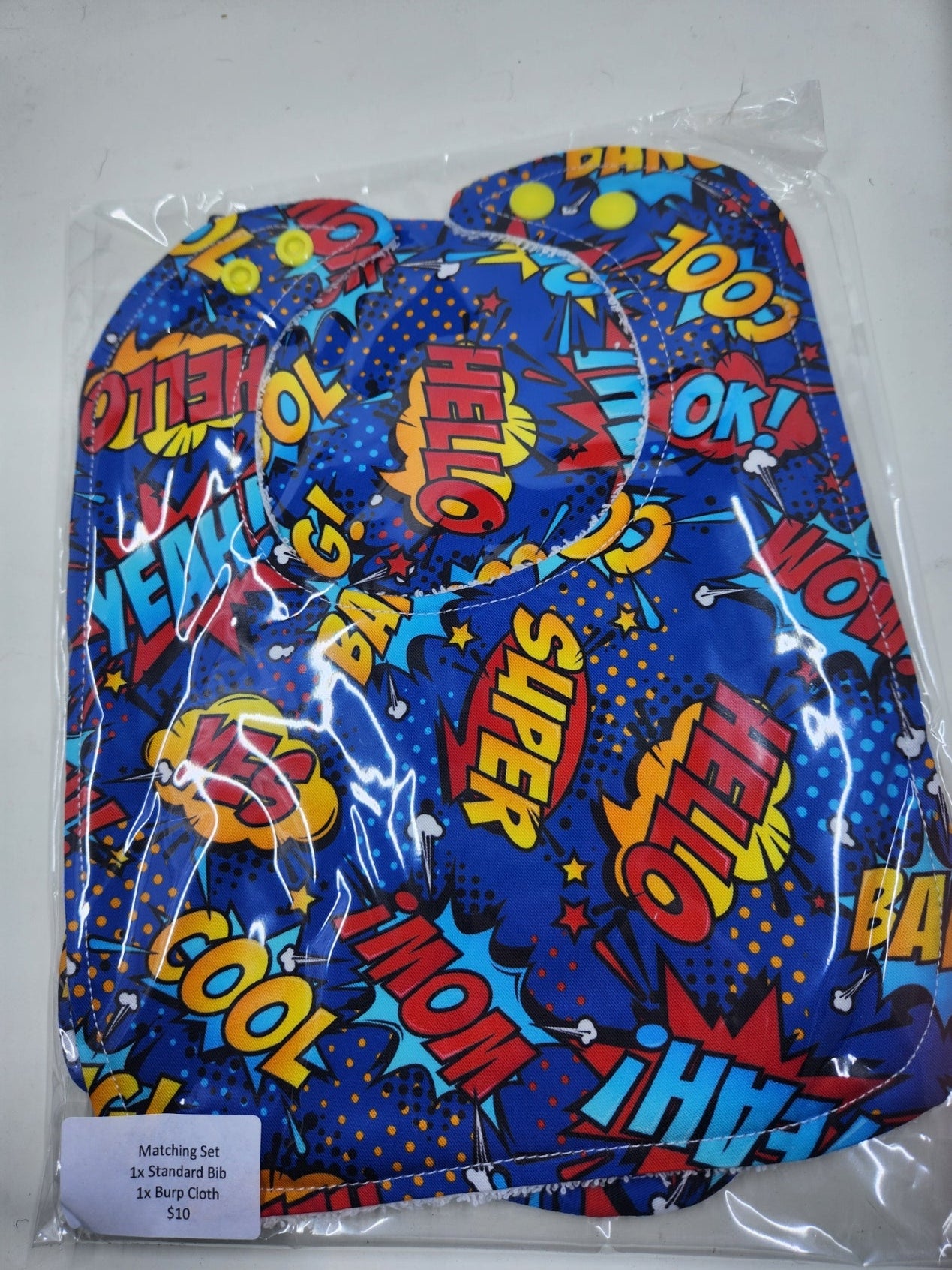 OMG! COOL! WOW! BANG! Bib + Burp Cloth Set