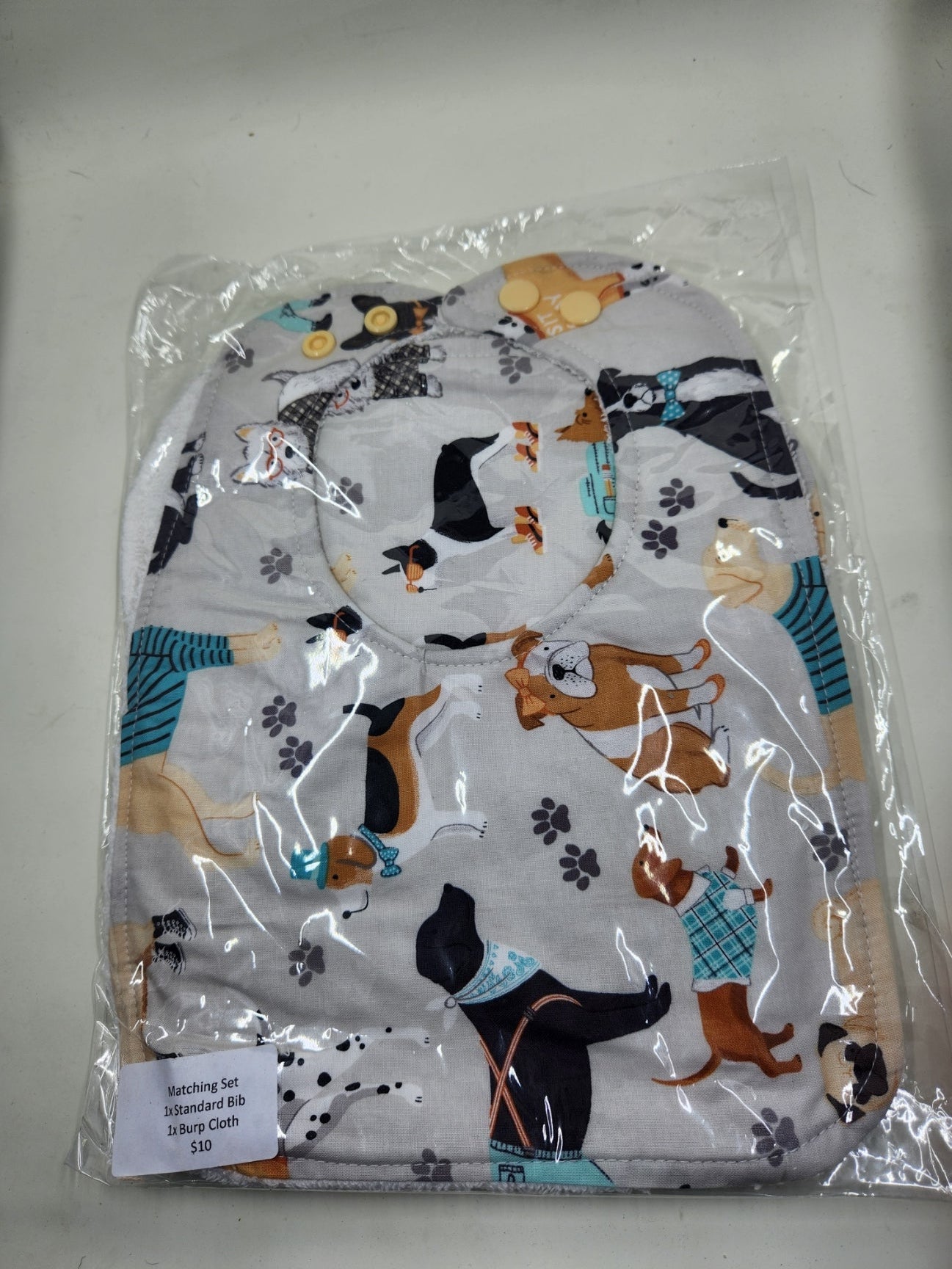 Cream Dog Bib + Burp Cloth Set