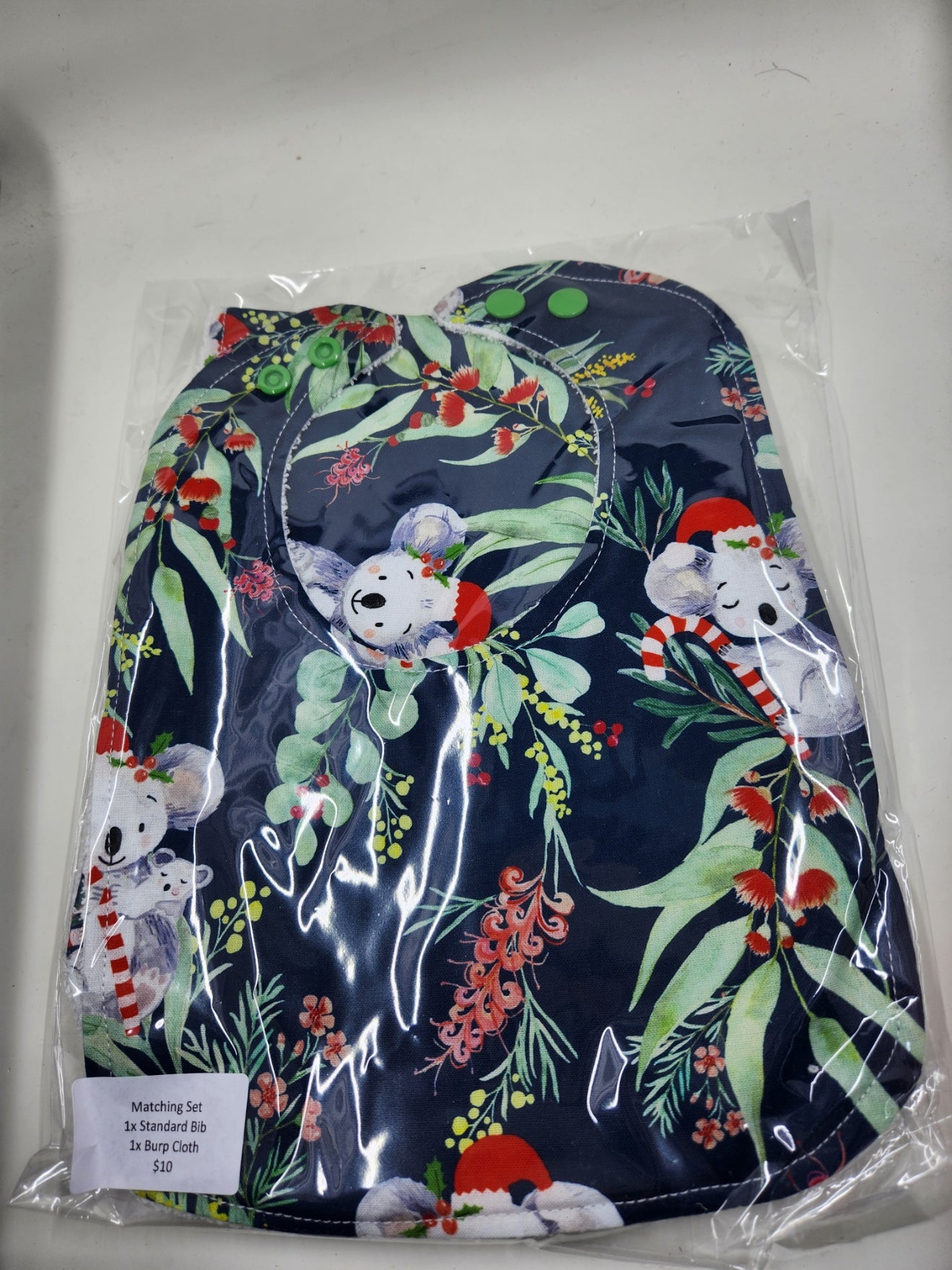 Christmas Koalas Bib + Burp Cloth Set