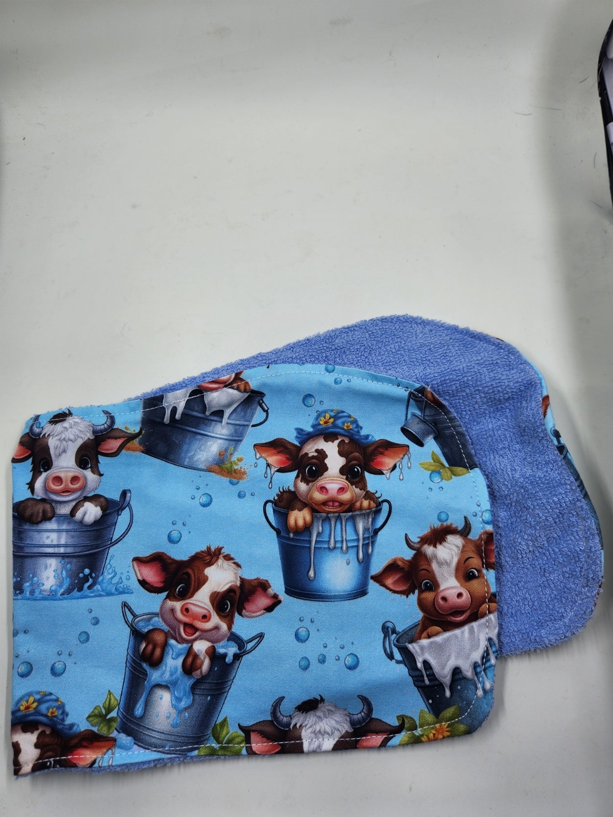 Blue Cow In Bucket Burp Cloth