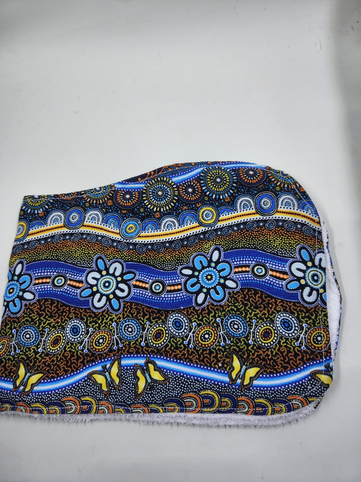 Blue Floral Indigenous Burp Cloth
