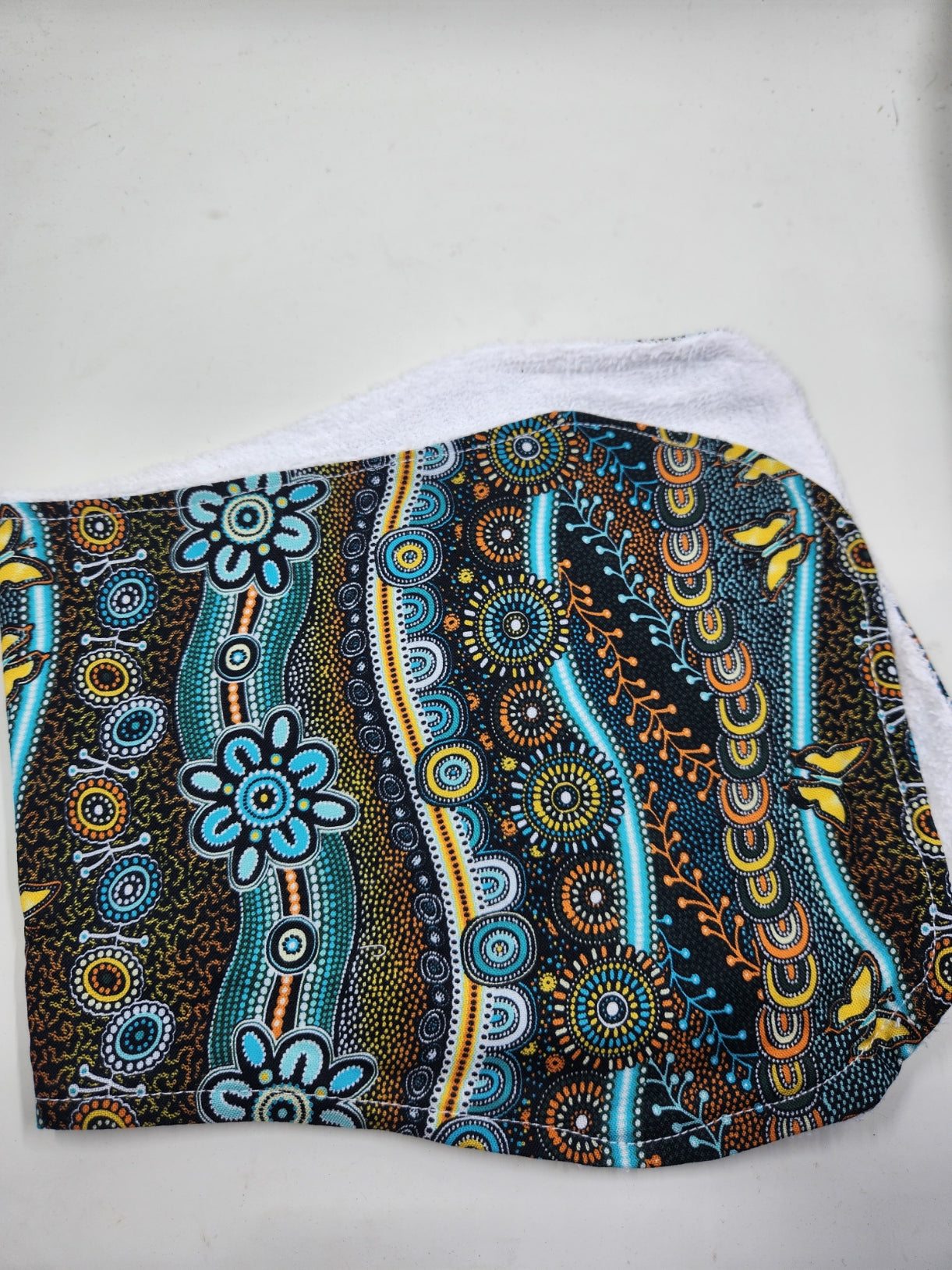 Aqua Floral Indigenous Burp Cloth