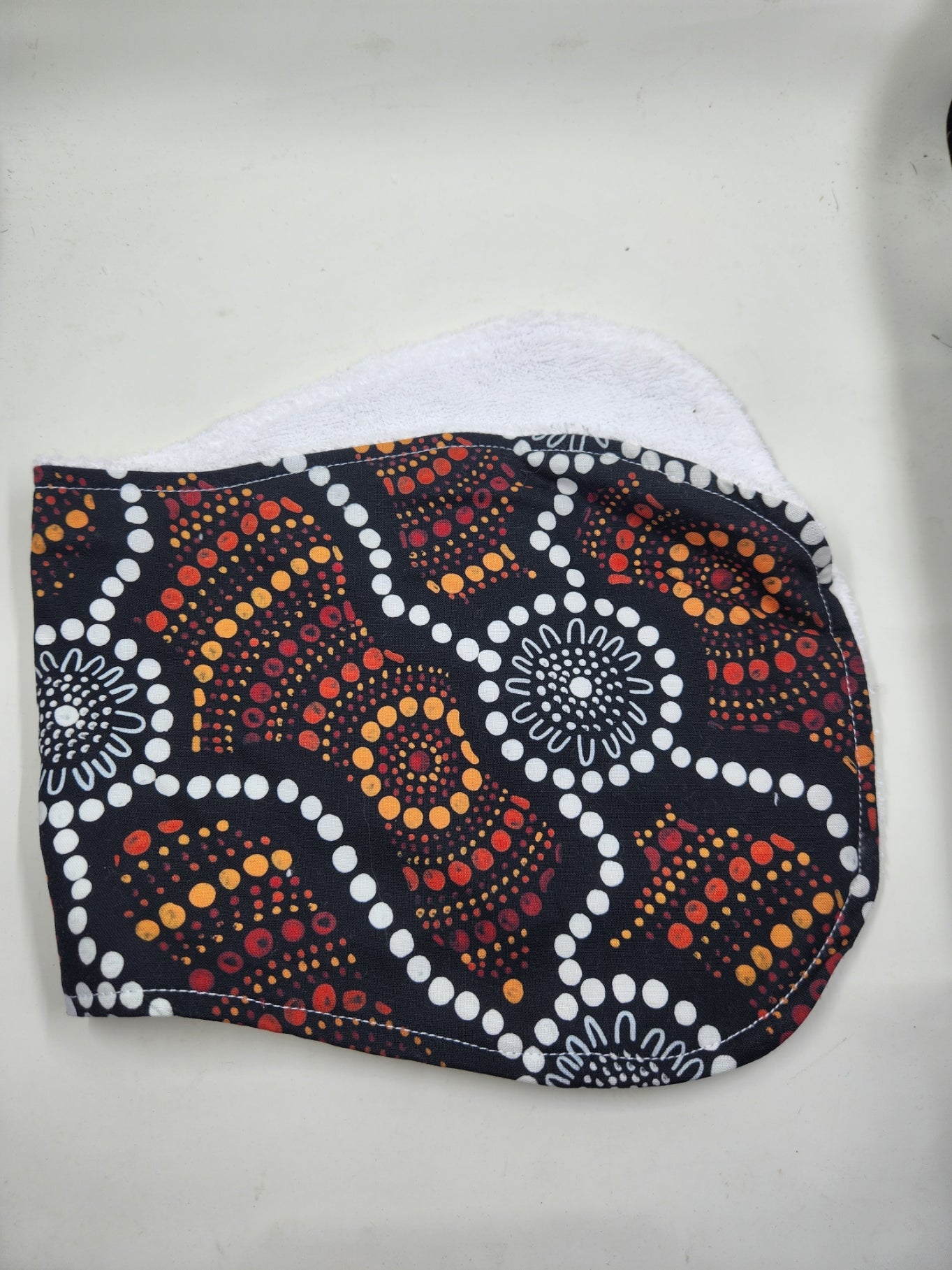 Orange + White Indigenous Burp Cloth