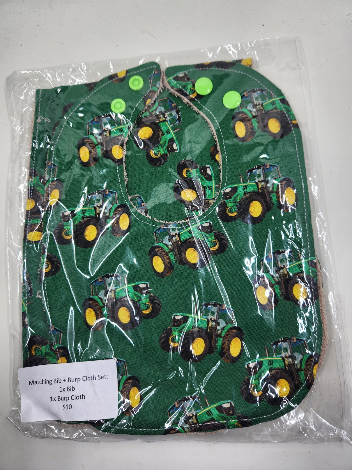 Tractor Bib + Burp Cloth Set