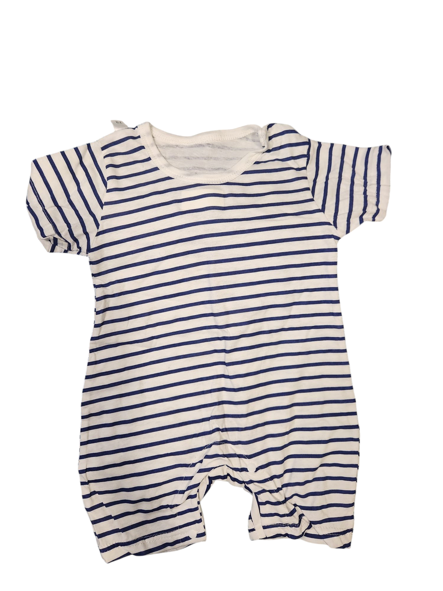 Blue Stripe Short Sleeve Romper