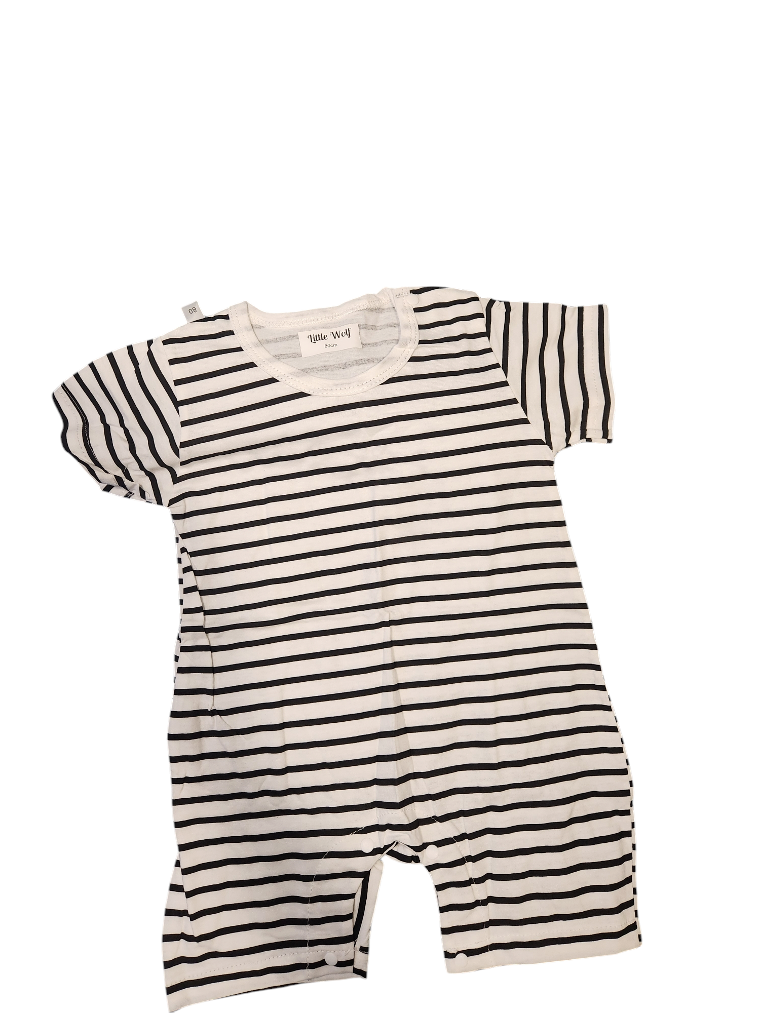 Black Stripe Short Sleeve Romper