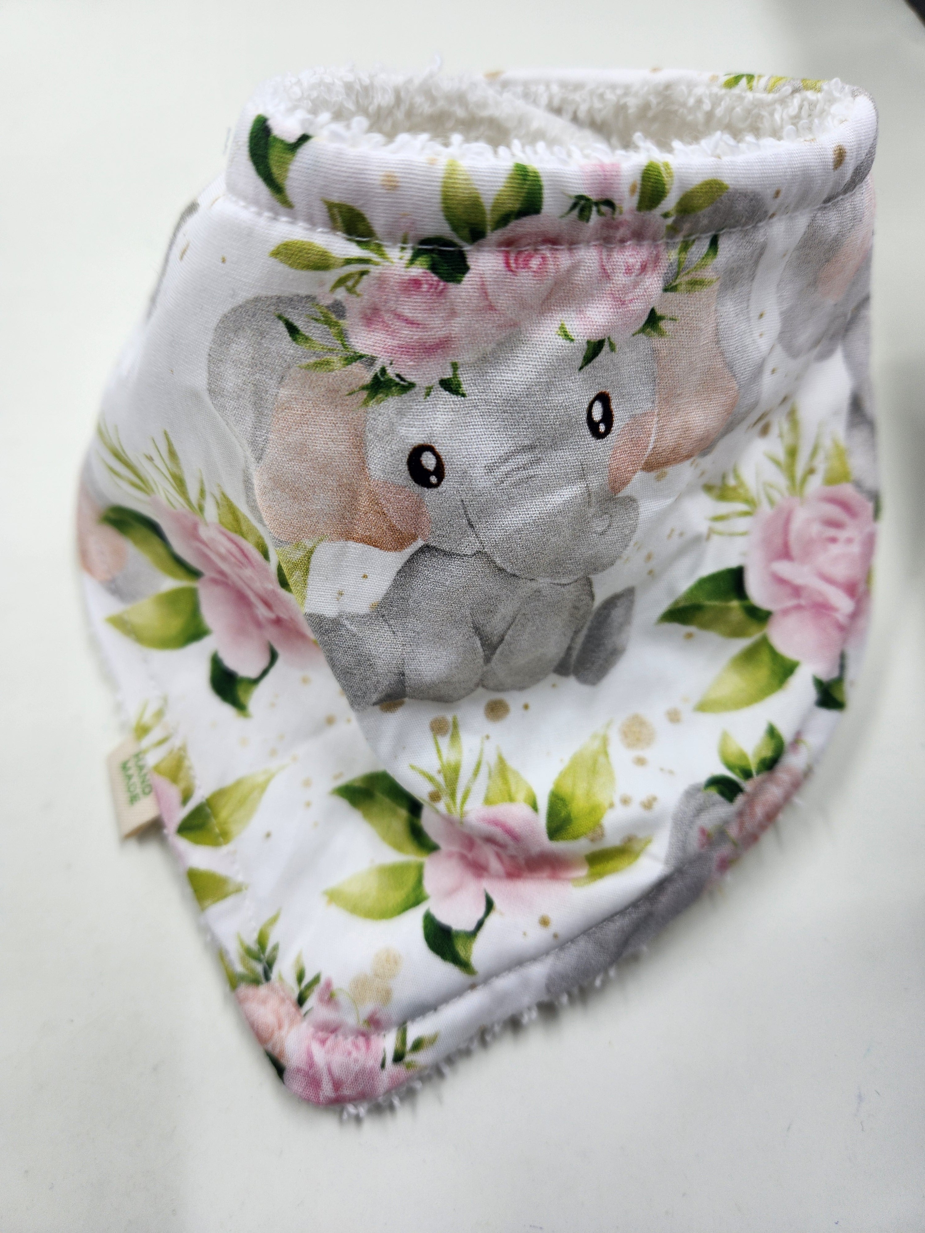 Pink Floral Elephant Bib