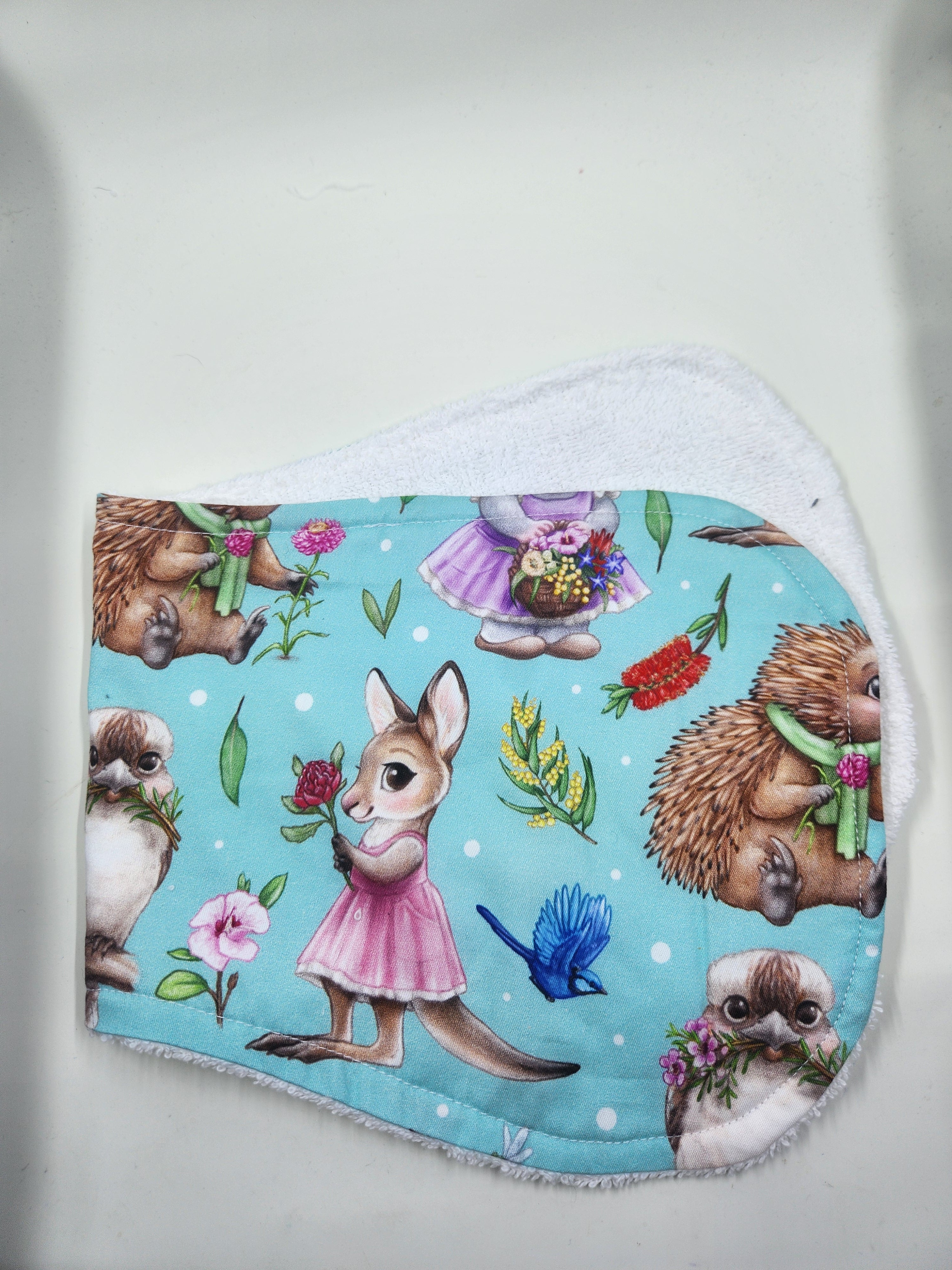 Aqua Aussie Animal Burp Cloth