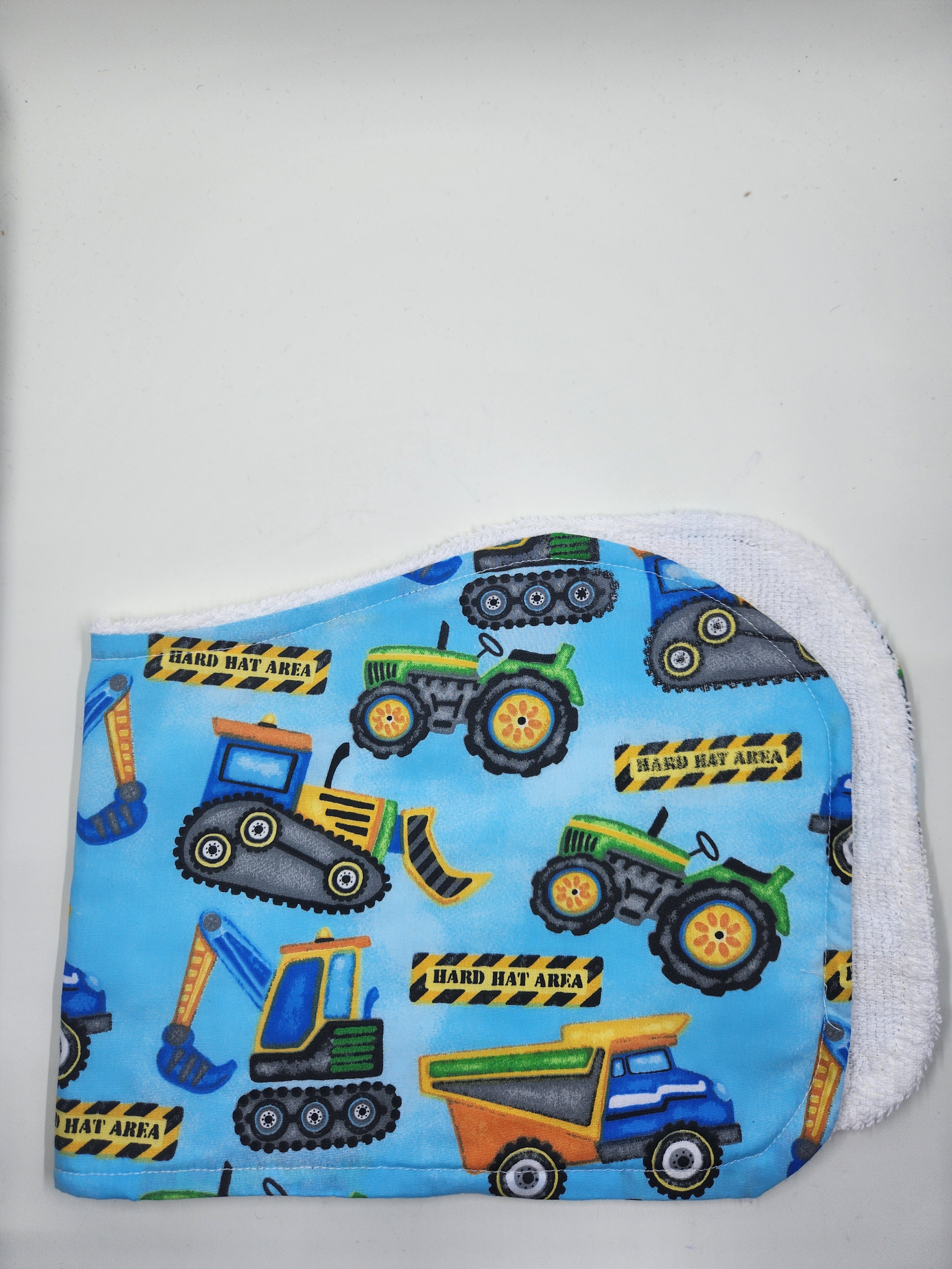 Blue Construction Burp Cloth