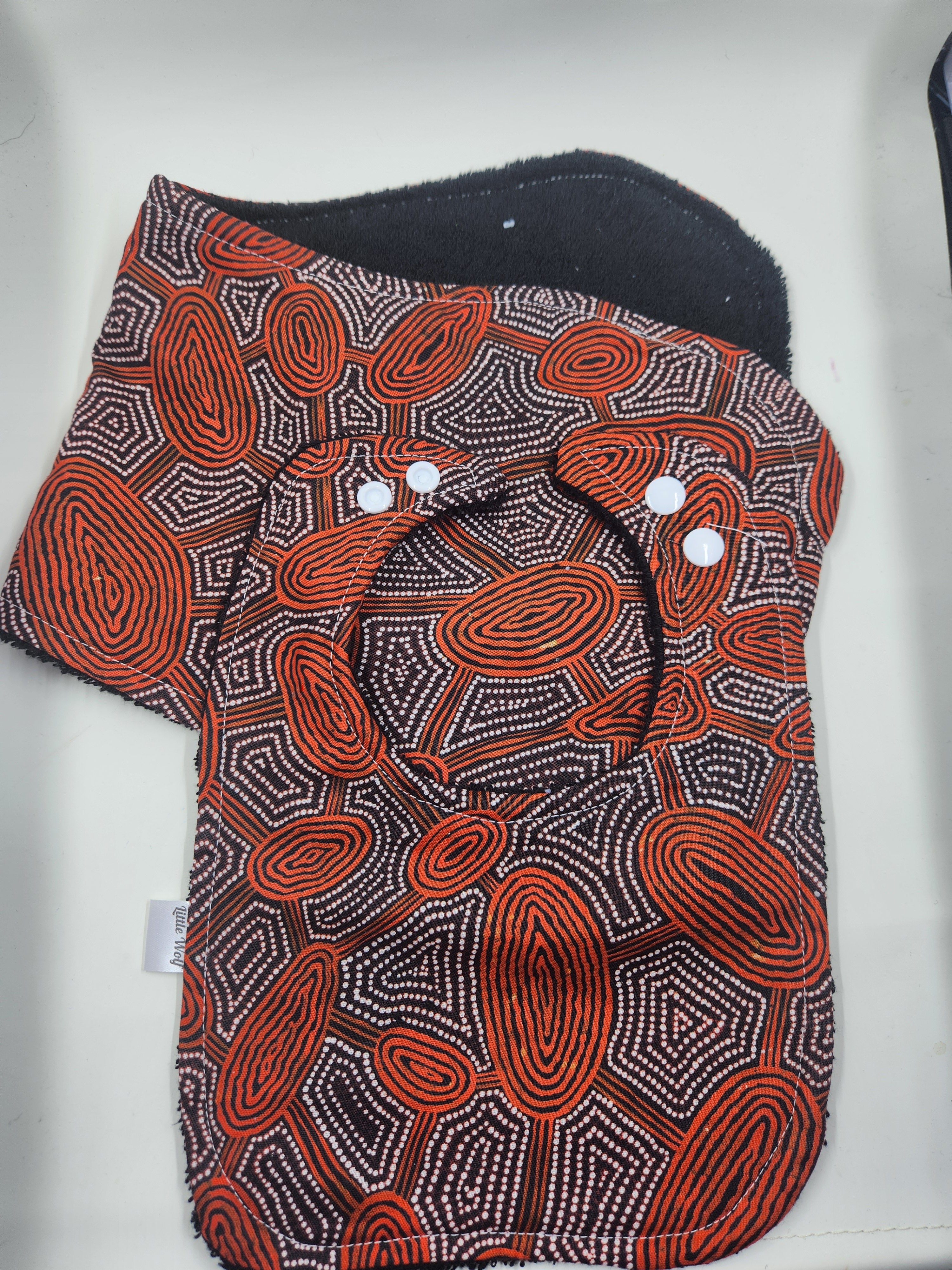 Orange + Black Indigenous  Bib + Burp Cloth Set