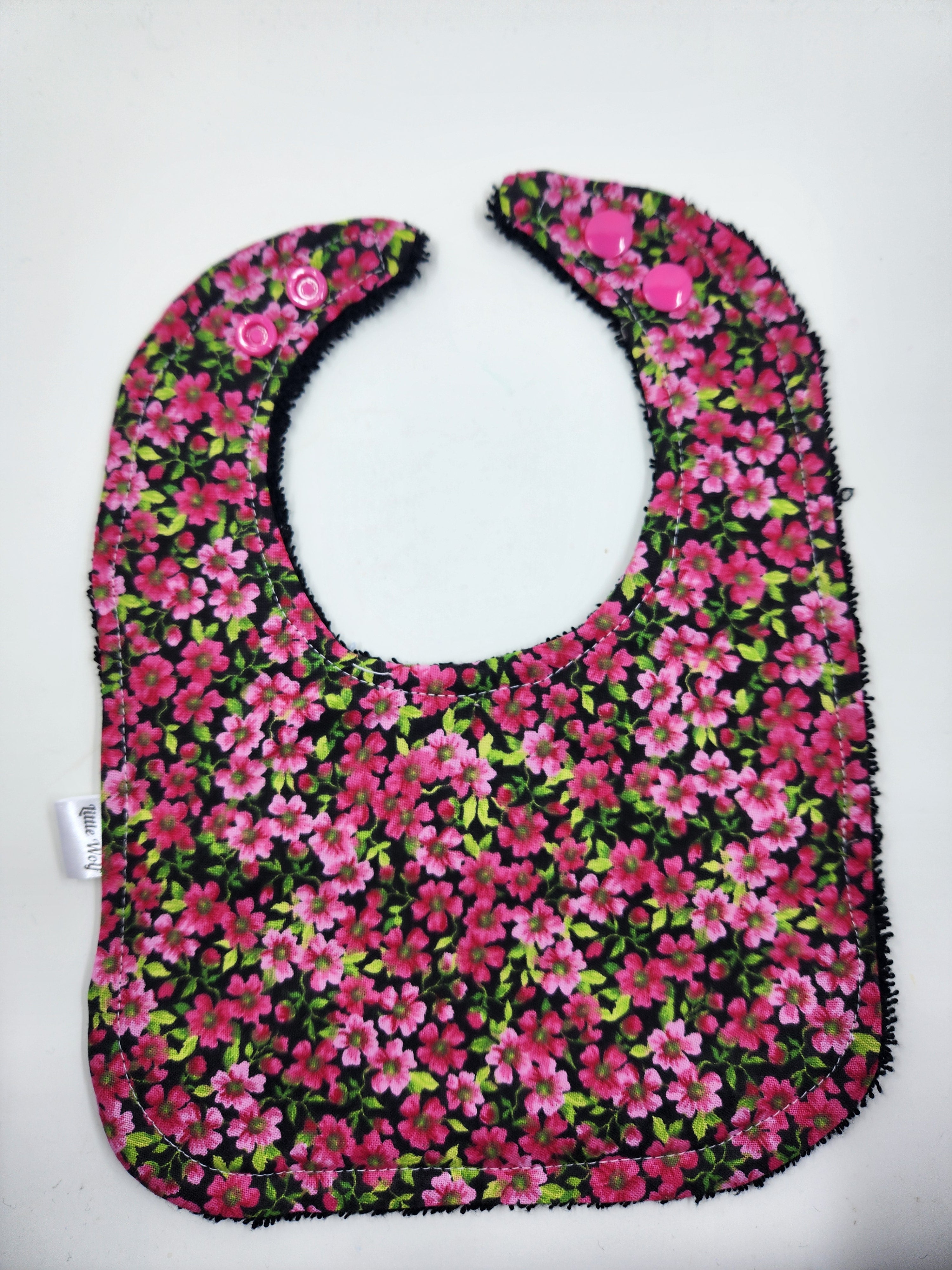 Black + Pink Floral Bib
