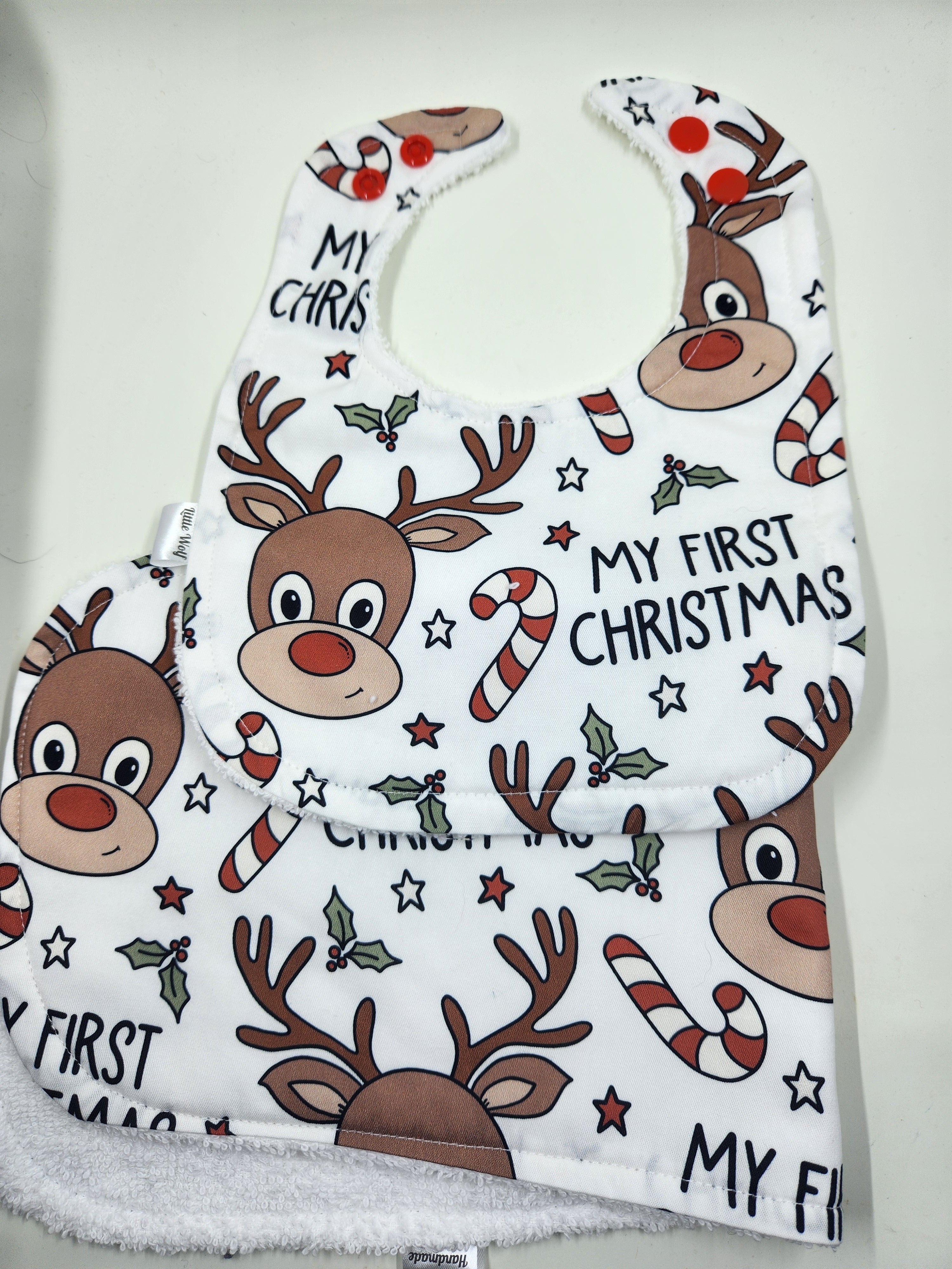 My First Christmas Bib + Burp Cloth Set