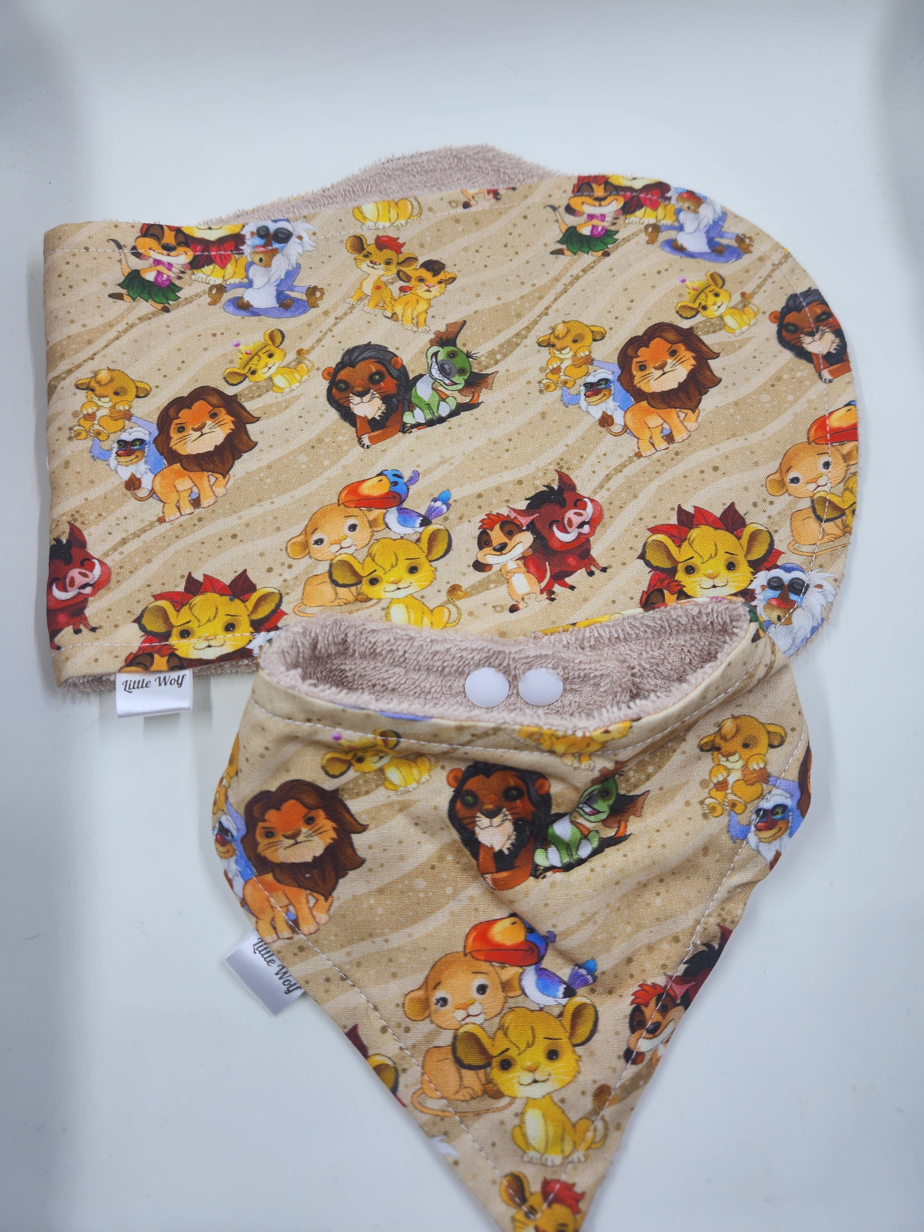 Cartoon Lion Bib + Burp Cloth Set