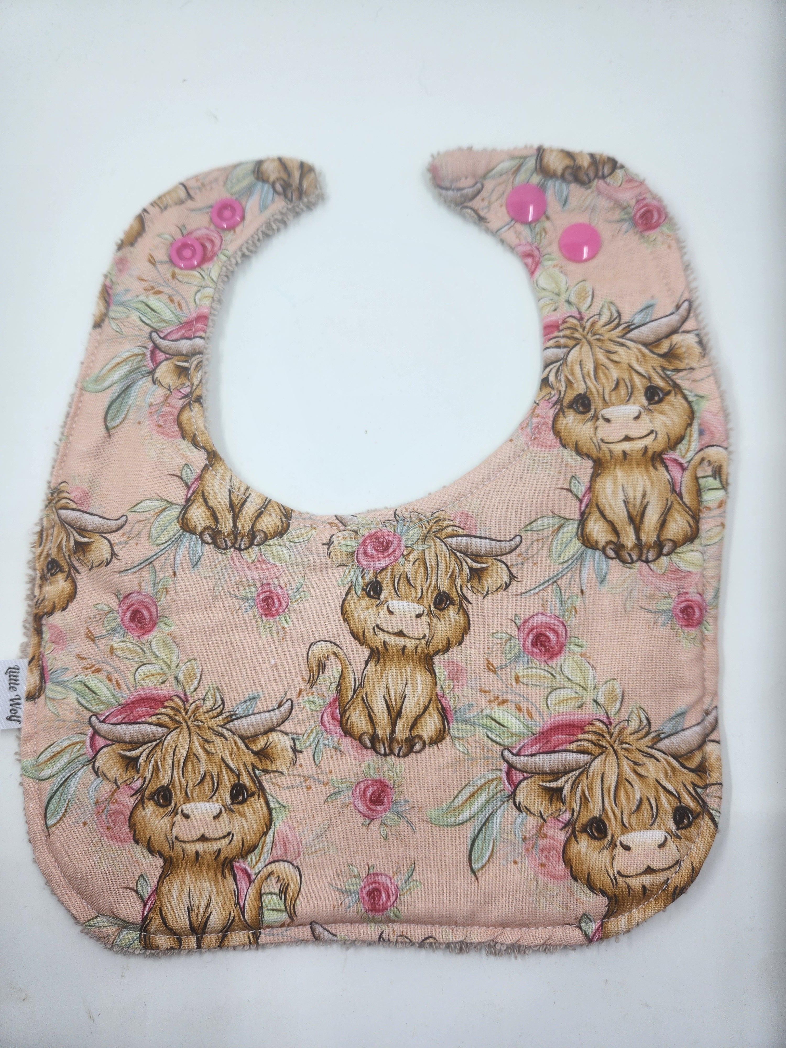 Dusty Rose Highland Cow  Bib