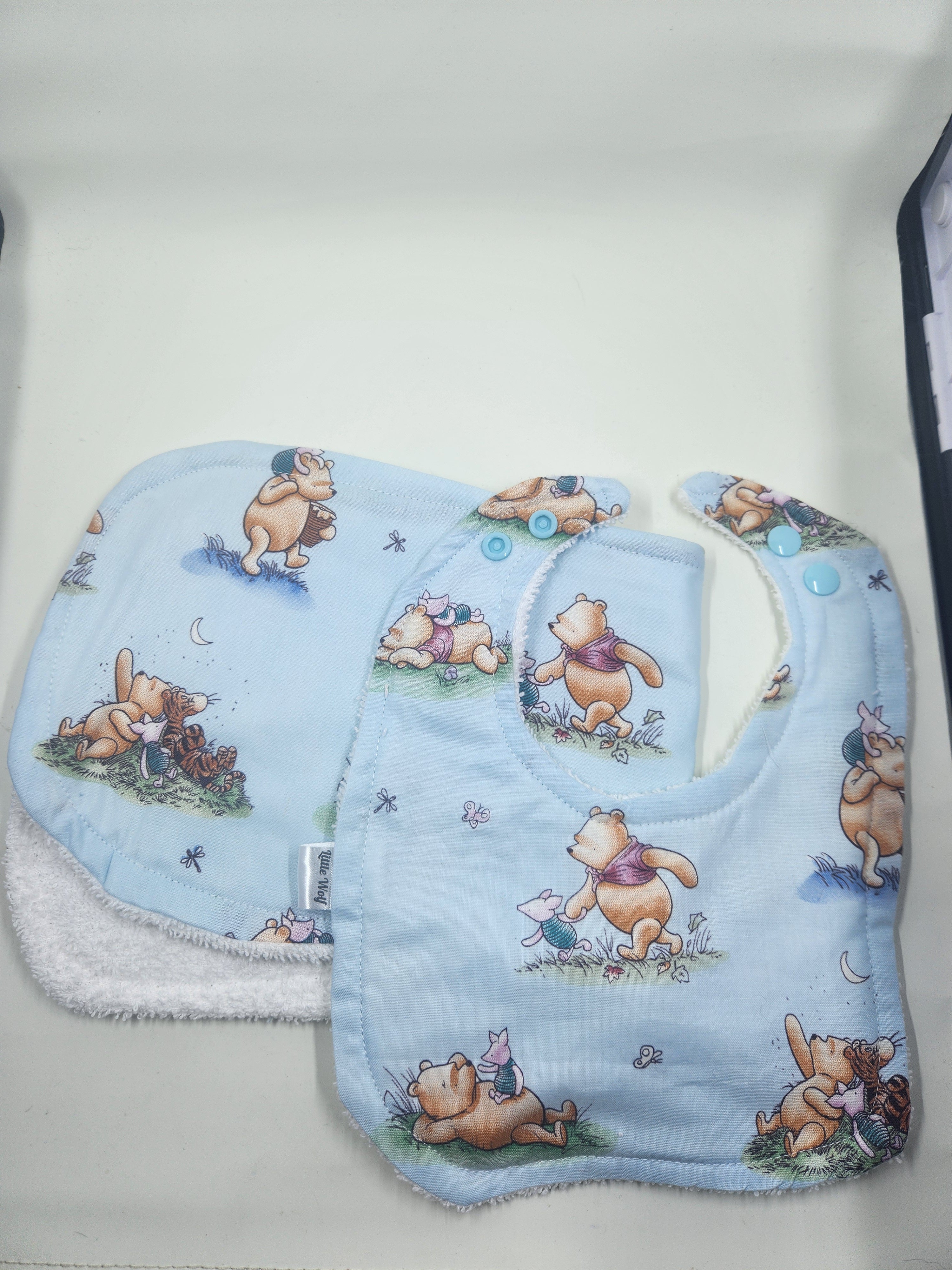 Blue Bear Bib + Burp Cloth Set