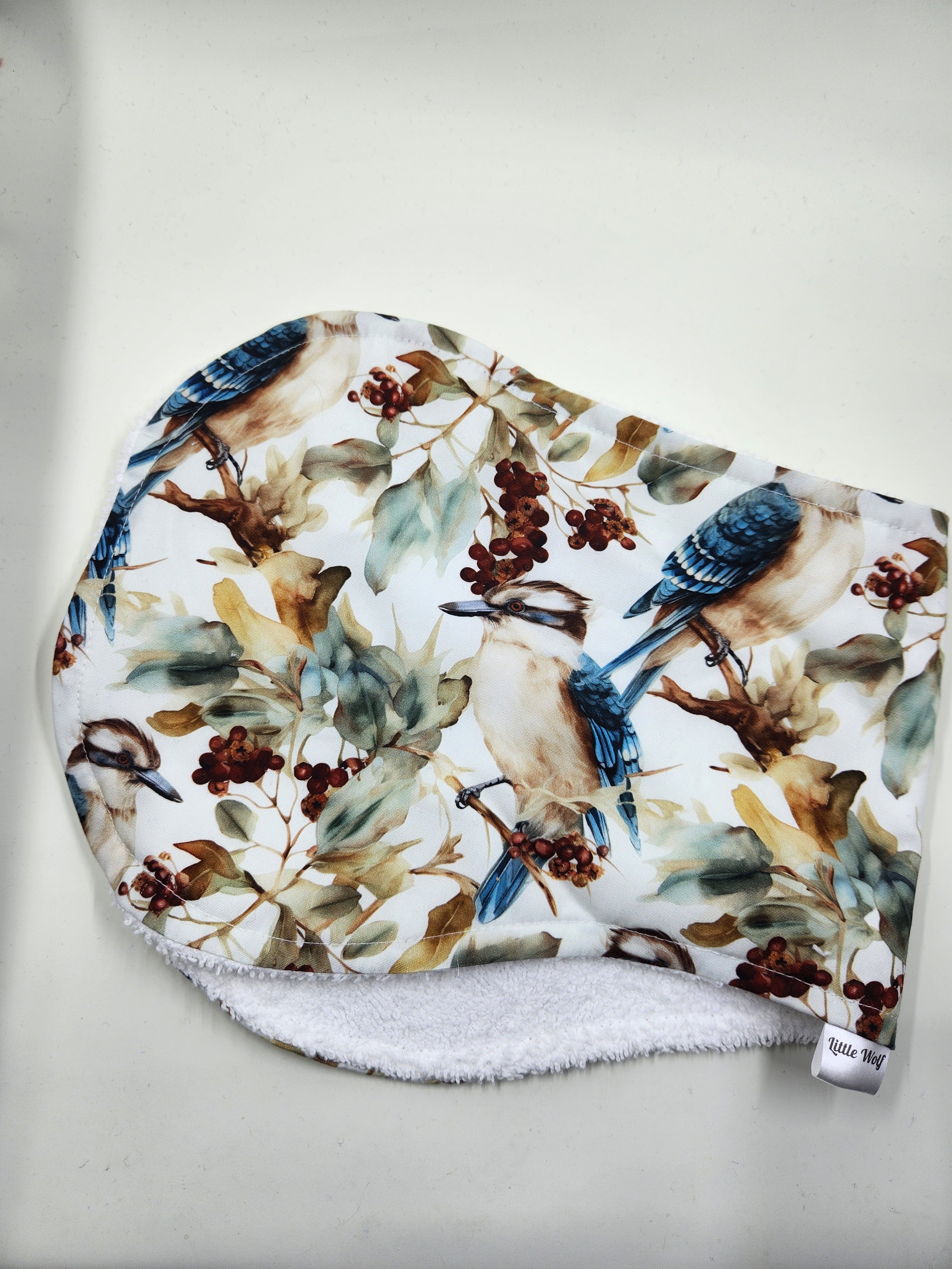 Blue Winged Kookaburra  Bib + Burp Cloth Set