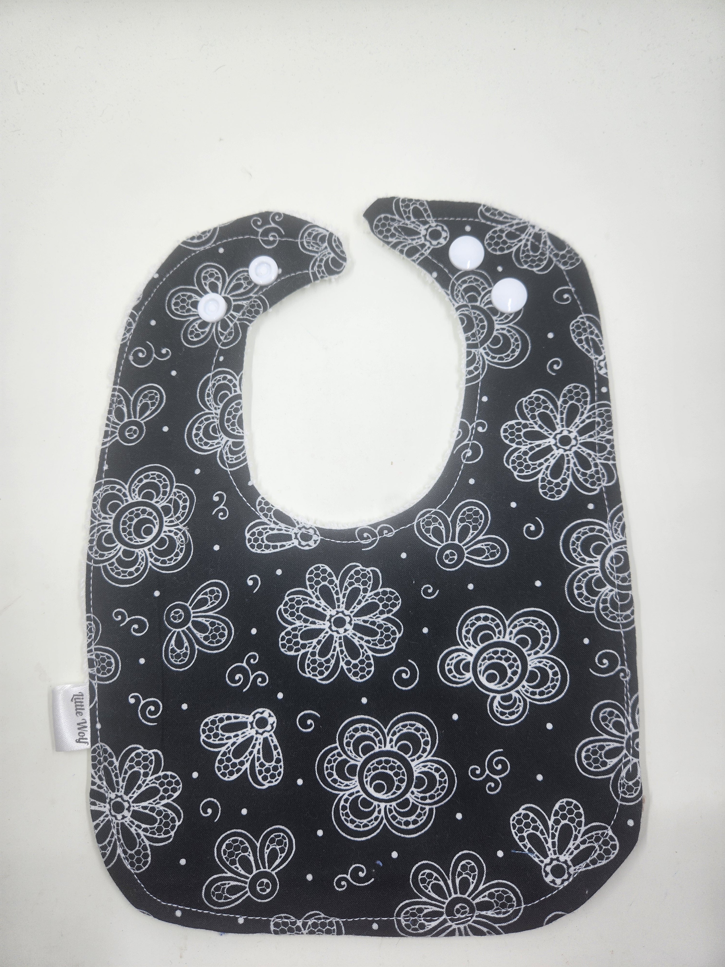 Black Flowers Bib