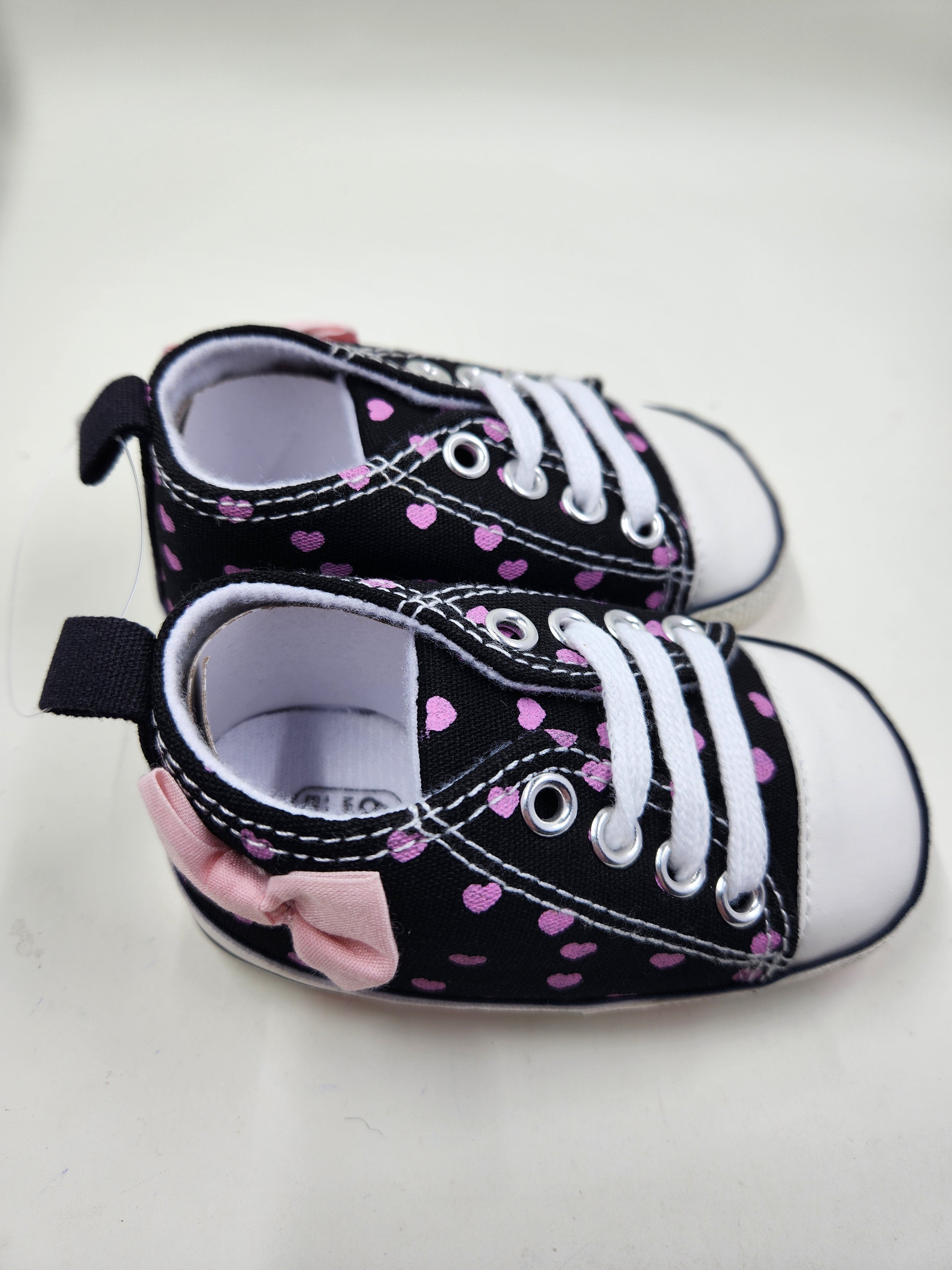 Pink + Black Heart  Canvas Shoes