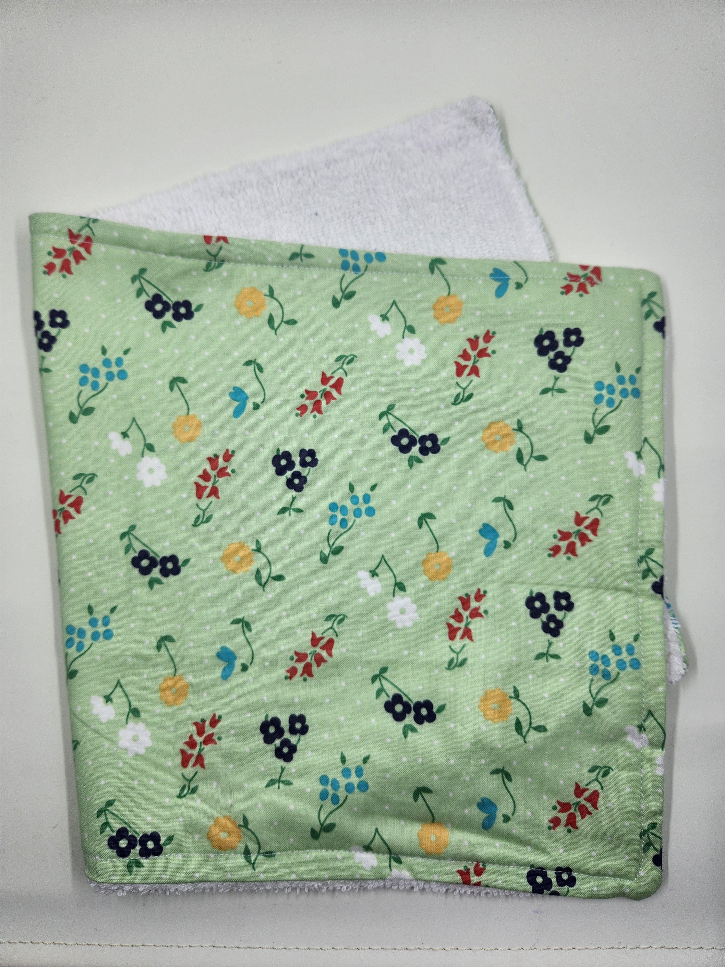 Green Floral Burp Cloth