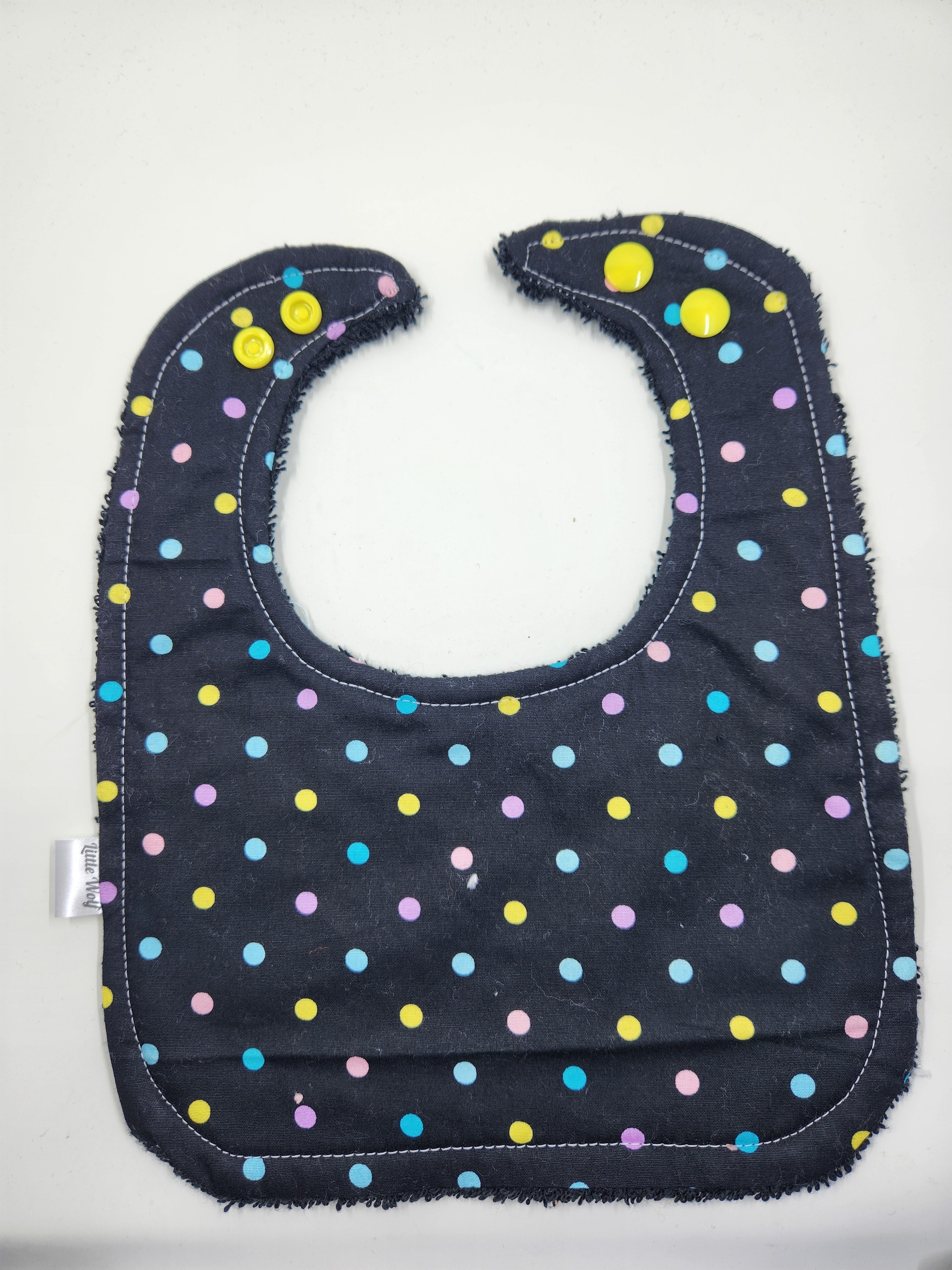 Black + Purple + Pink + Yellow + Blue Dot Bib