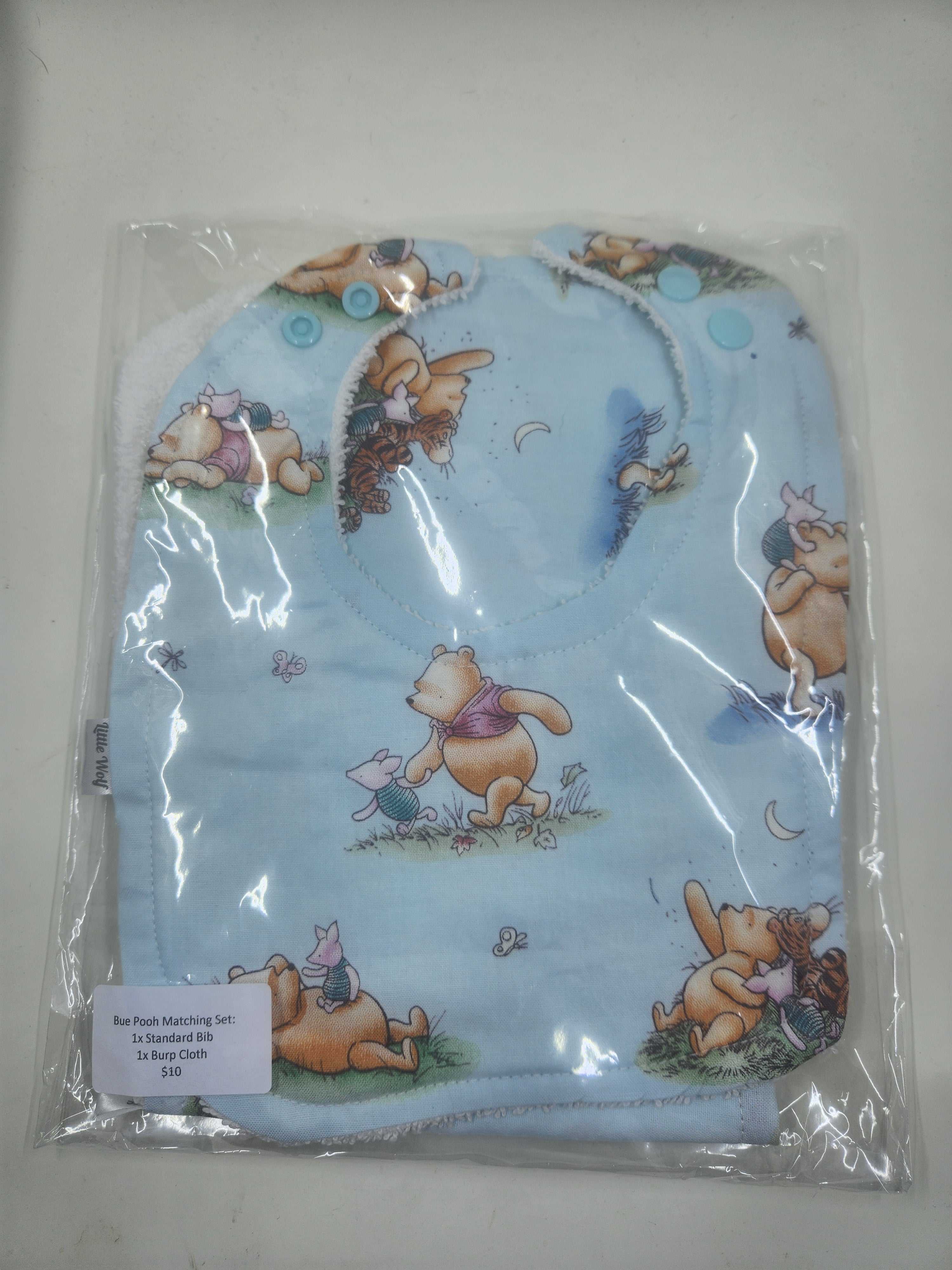 Blue Bear Bib + Burp Cloth Set