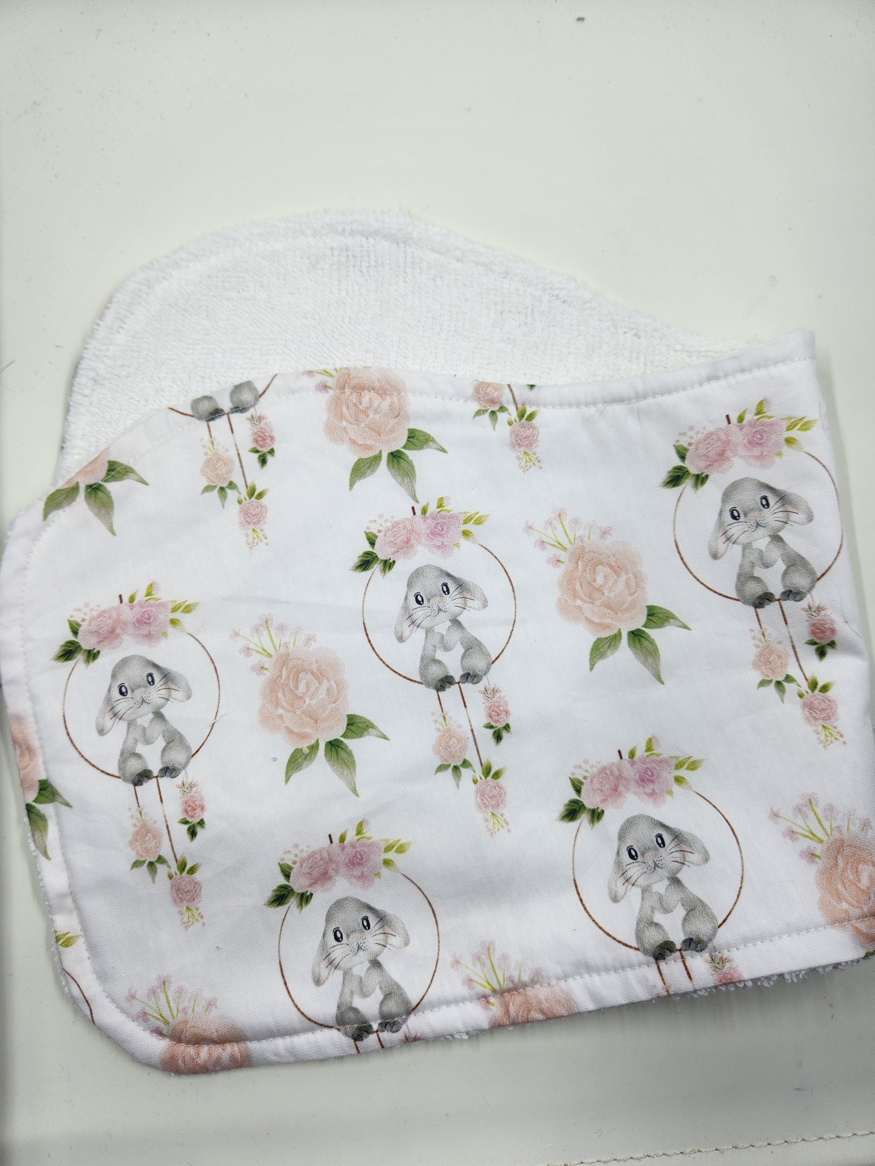 Pink Floral Bunny Burp Cloth