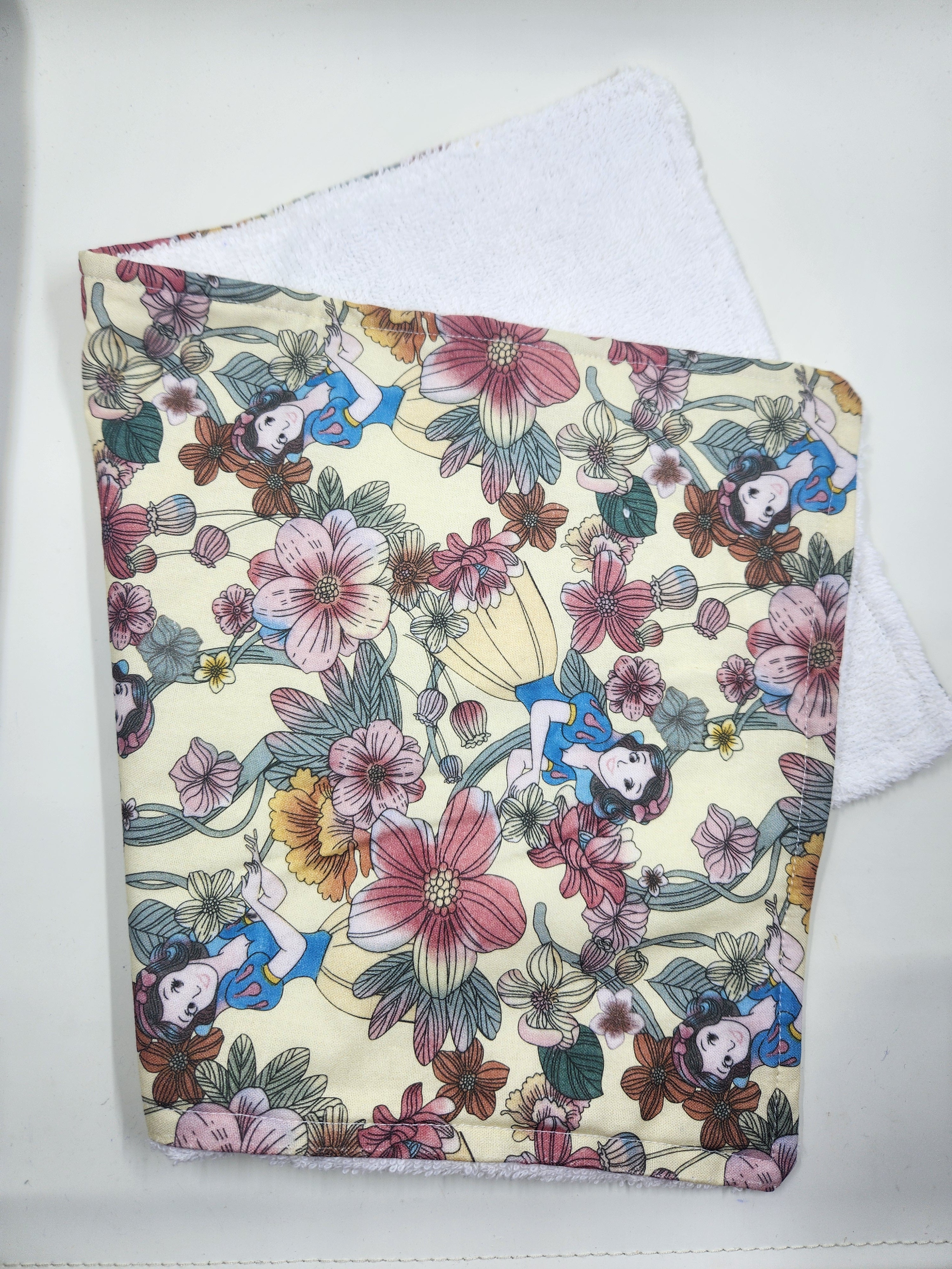 Floral Yellow Princess Burp Cloth