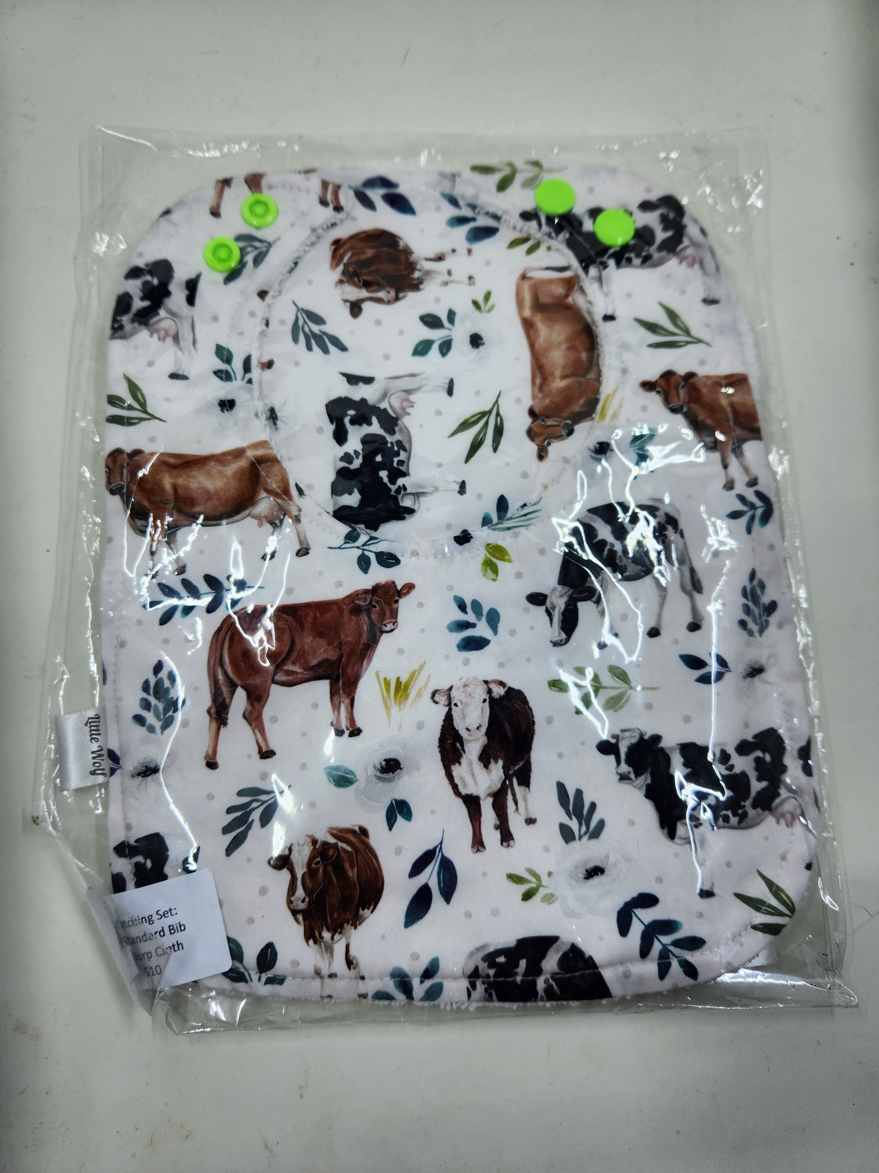 Cows Bib + Burp Cloth Set