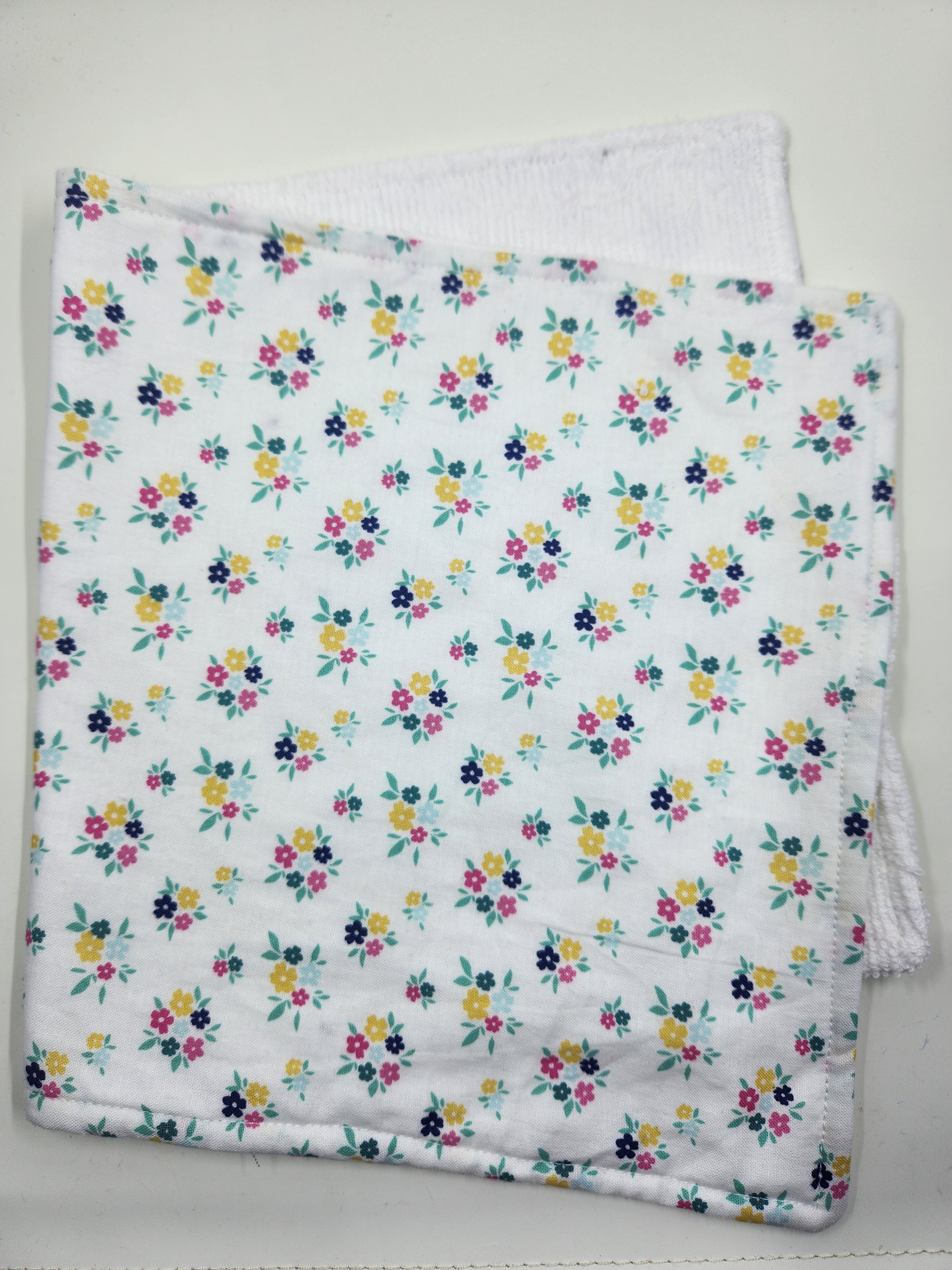 White Floral Burp Cloth